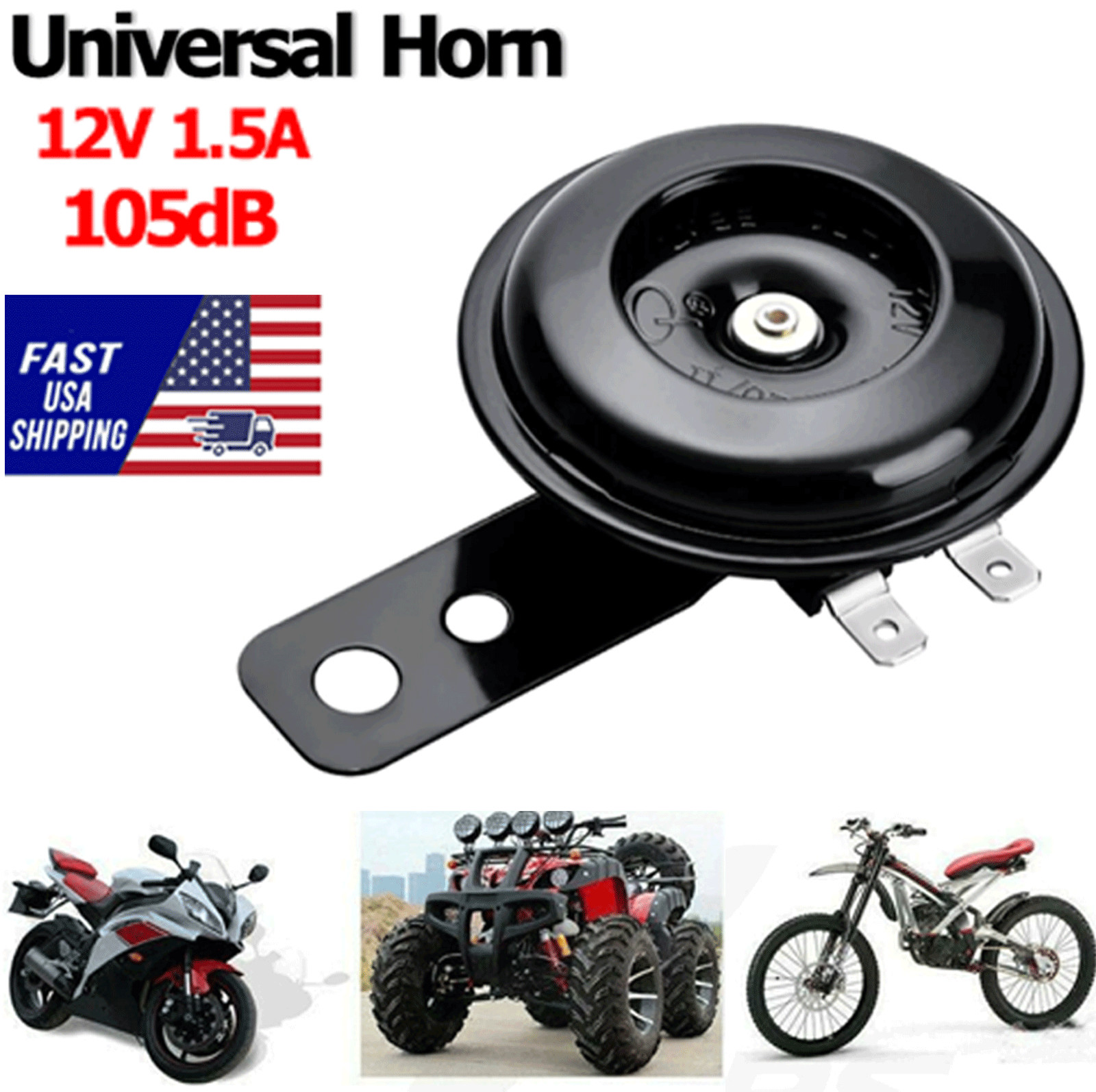 HORN 12V Waterproof Loud 105dB Universal Motorcycle Car UTV ATV Boat Auto Bike