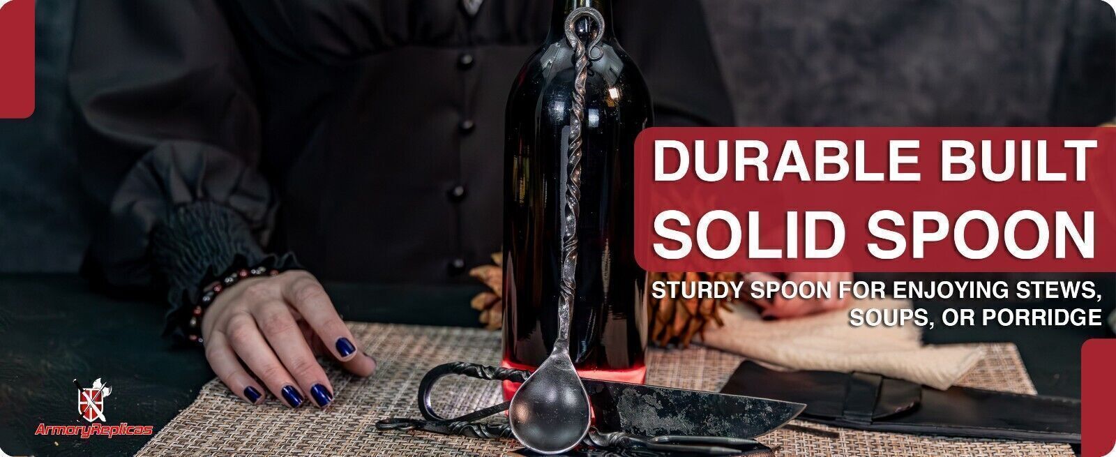 HAND FORGED FUNCTIONAL IRON MEDIEVAL INSPIRED CAMPING PARTY 3 PIECE UTENSIL SET