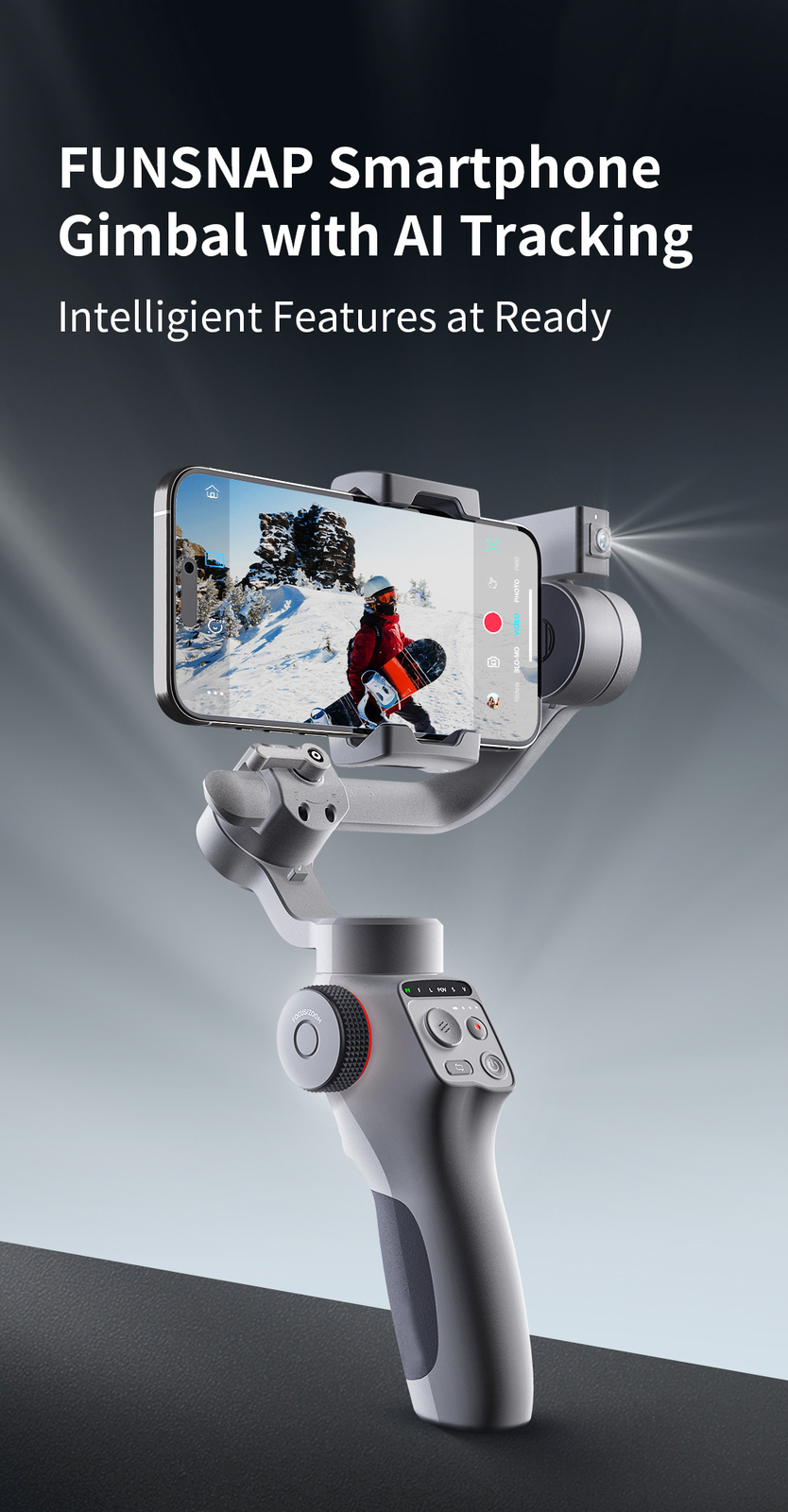 TOALLIN 3-Axis Smartphone Gimbal Stabilizer with AI Tracking for iPhone/Android
