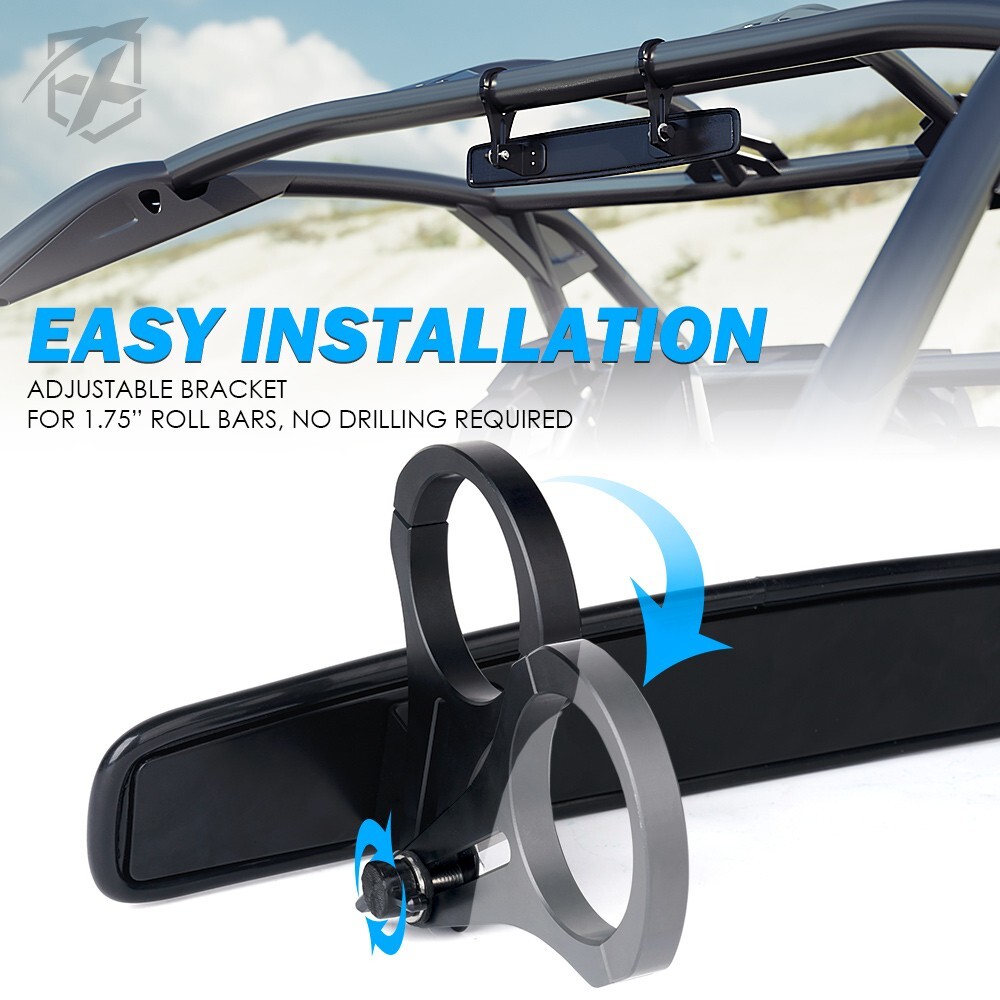 RZR UTV Rear View Center Mirror w/ 1.75" Bar for Polaris RZR 800 900 S/XP 1000