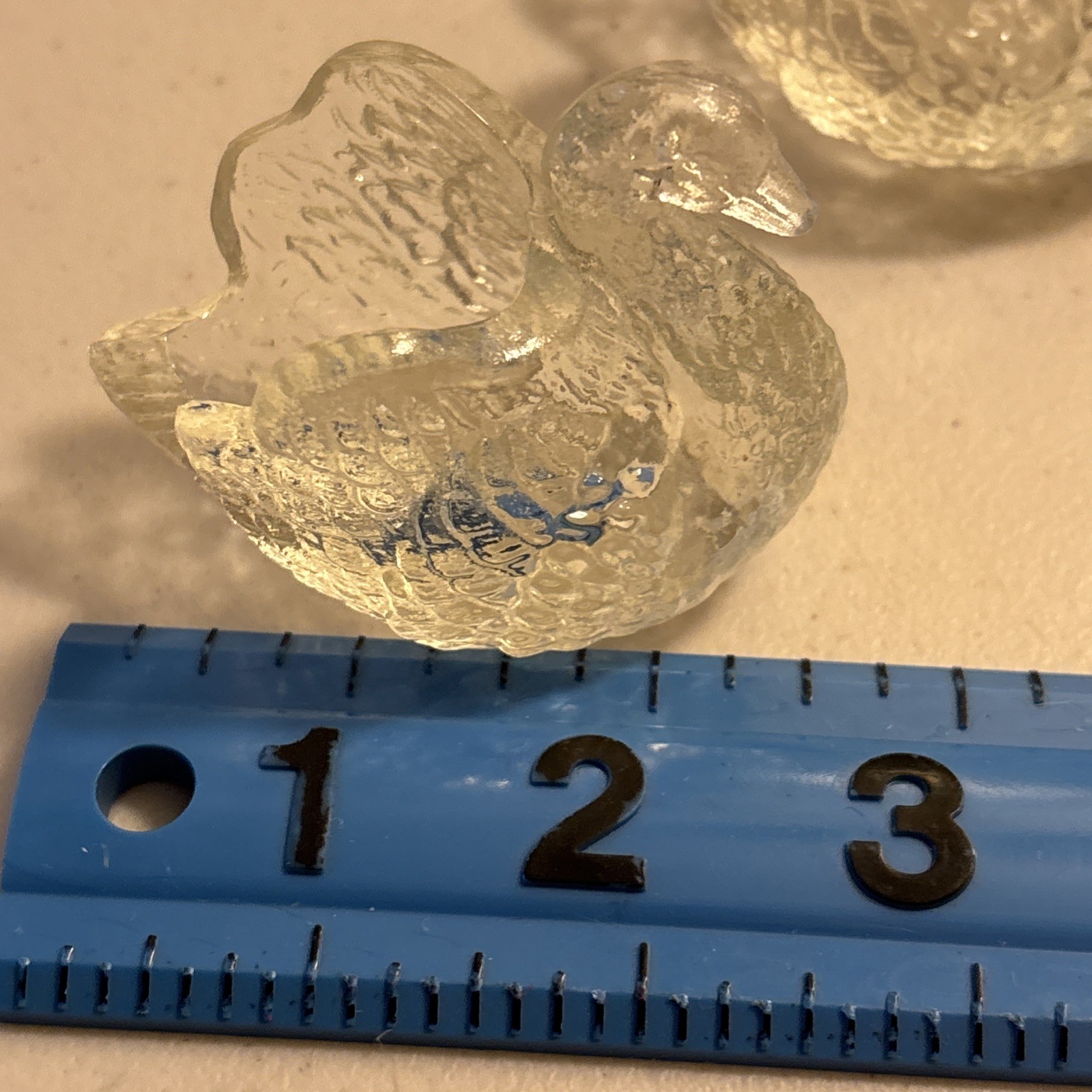Vintage Pair Of Footed Pressed Glass Swans Open Salts Cellars dip