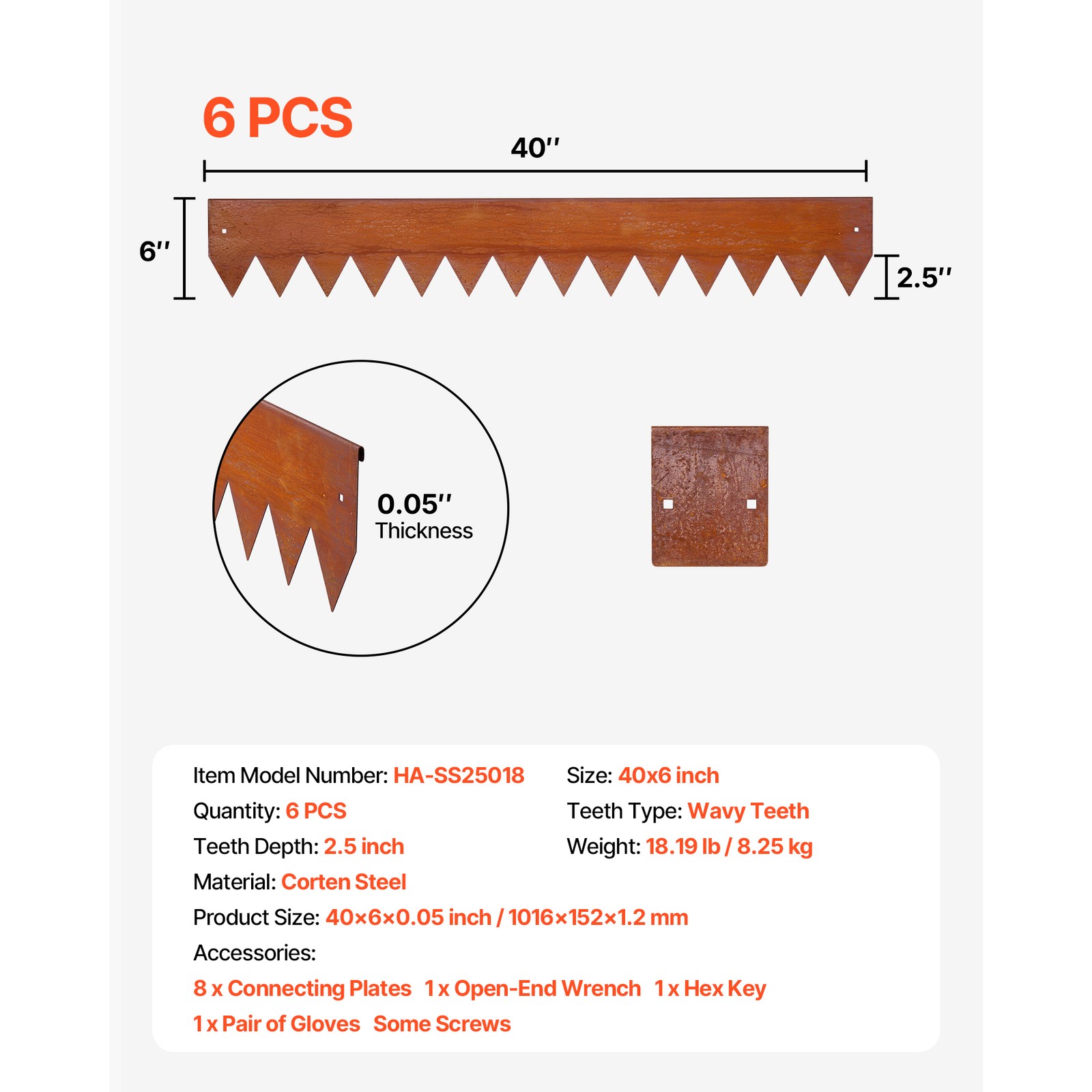 Uimoso Corten Steel Garden Edging 40 x 6 in Flexible Metal Landscape Border