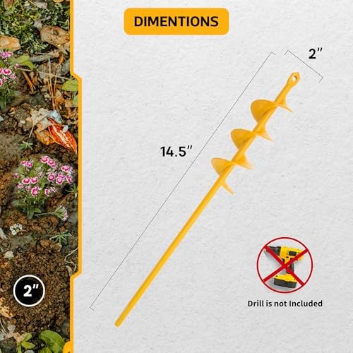 Garden Auger Drill Bit for Planting, 2 x 14.5 in Post Hole