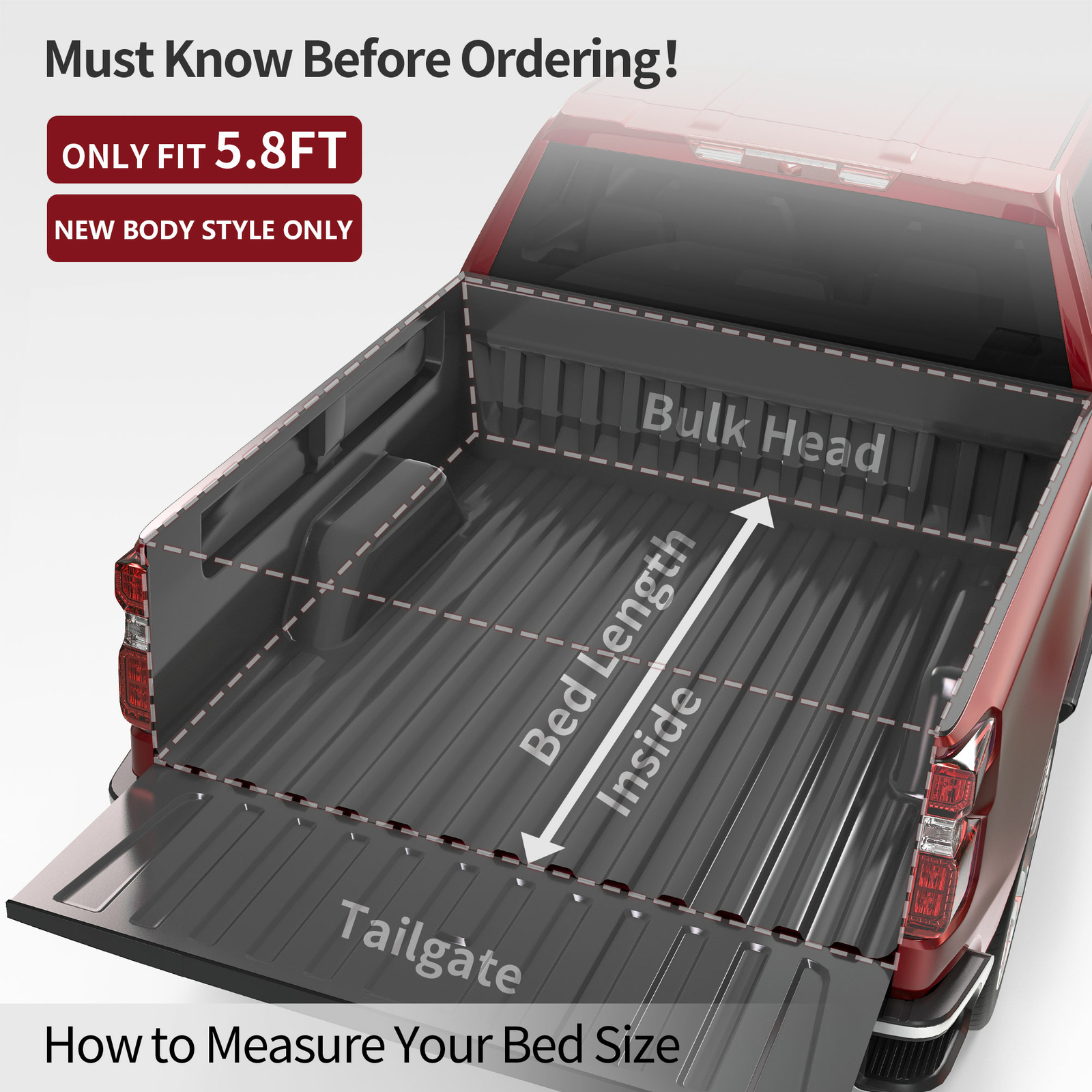 OEDRO 5.8ft Tri-Fold Tonneau Cover Bed for 2019-2024 Silverado Sierra 1500 NBS