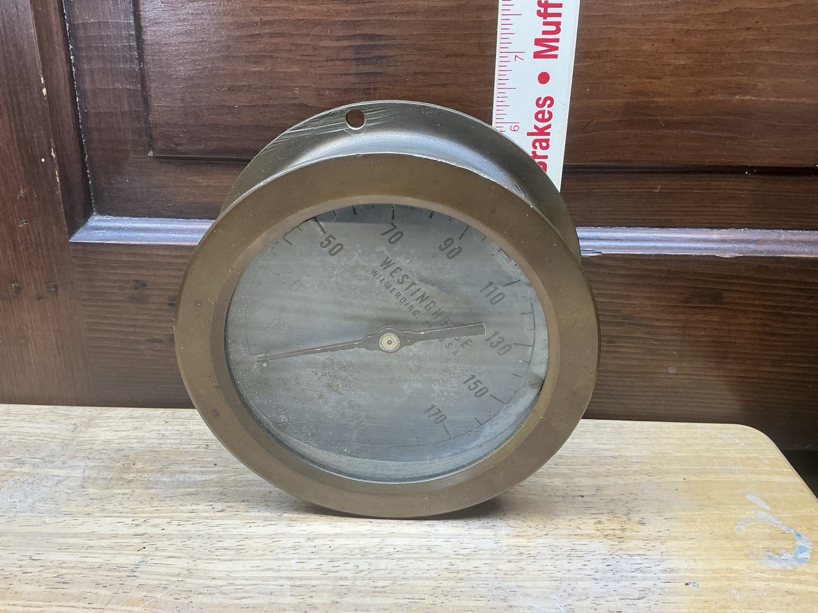 Westinghouse Steam Pressure Gauge 6” Diameter Dual Needles Solid Brass Case