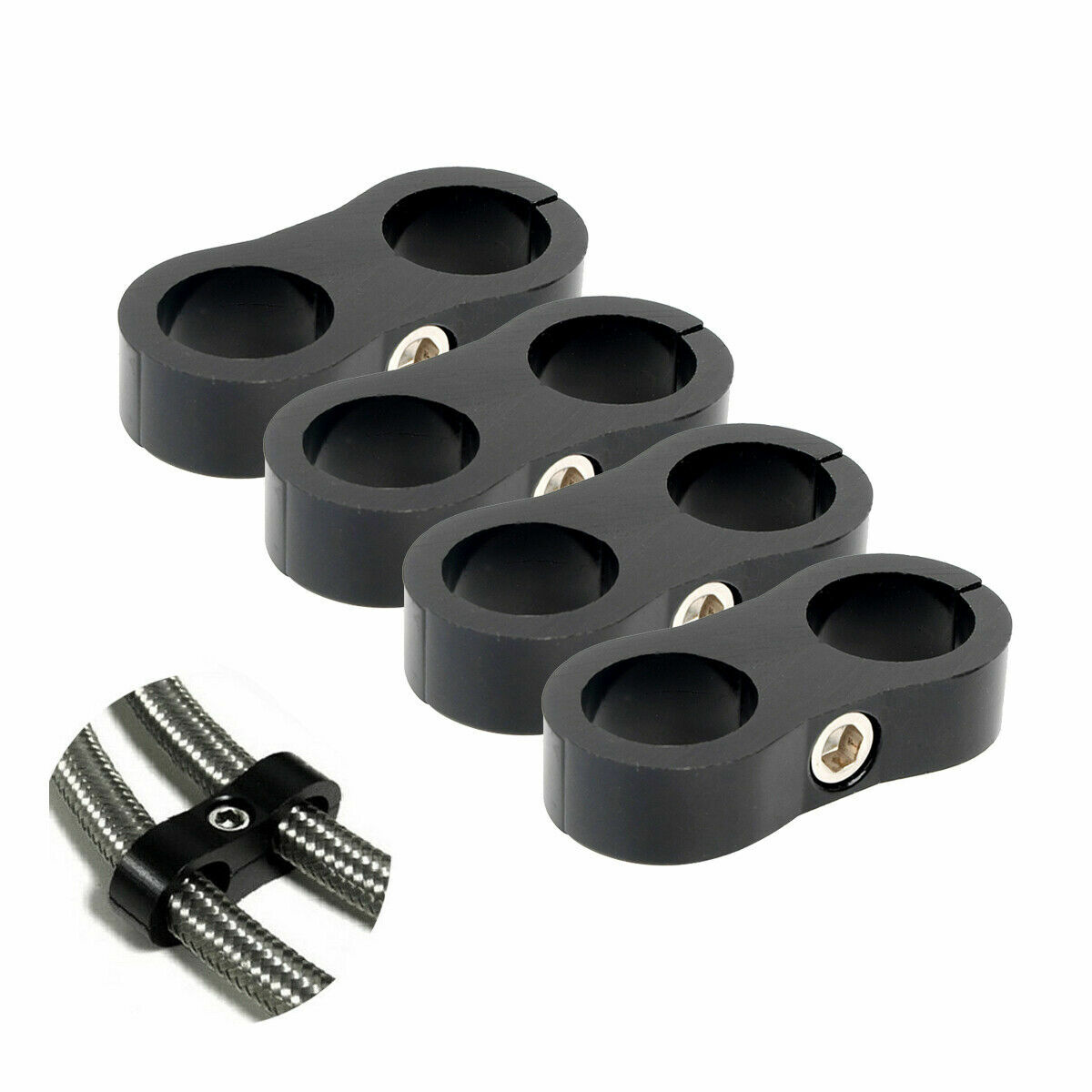 4Pcs Hose Separator Clamp Fitting Connector 6AN 8AN 10AN 12AN Oil Fuel Hose Line