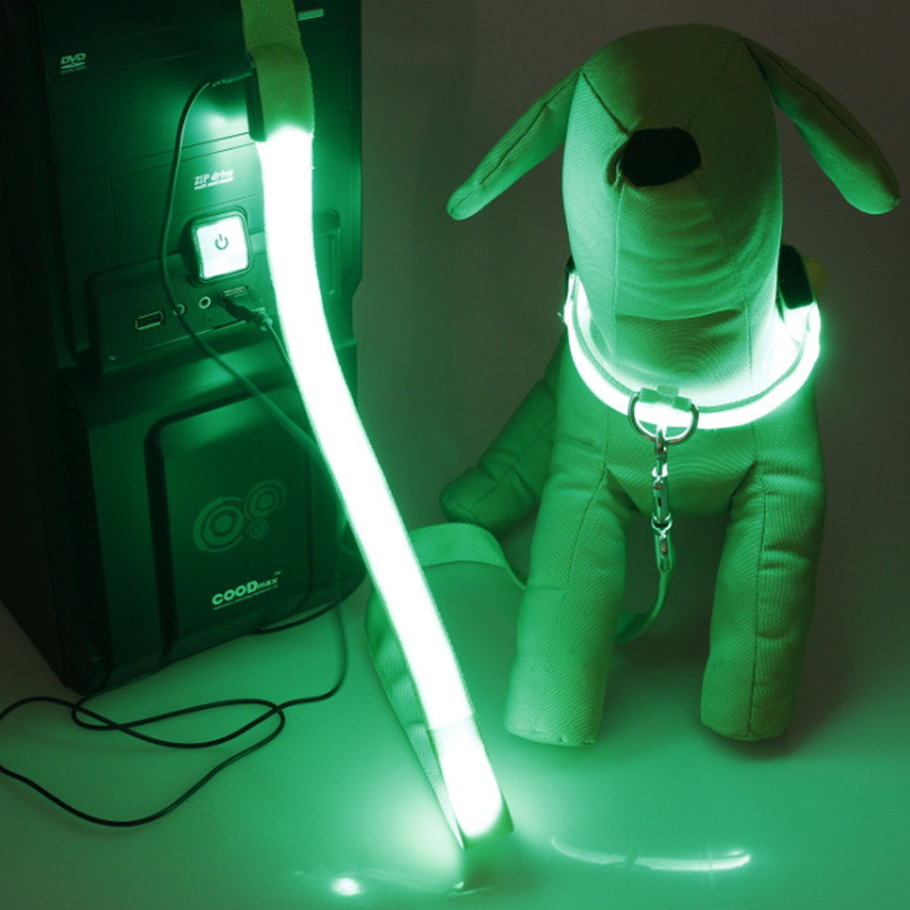 RECHARGEABLE USB LED Dog Pet Light Up Safety Collar Night Glow Adjustable Bright