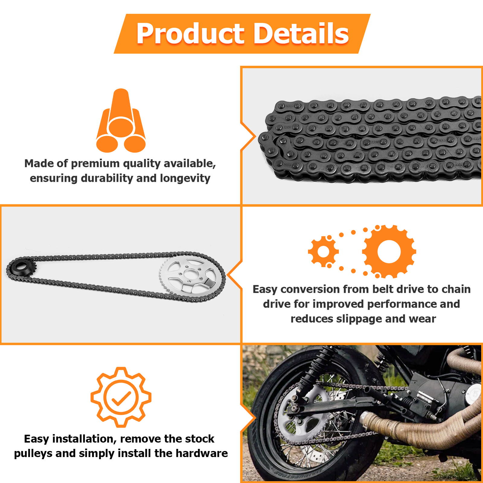 Chain Drive Sprocket Conversion Kit For 1991-2003 Harley Sportster XL 883C 1200C