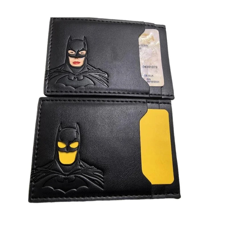 Personalized Leather Bat Wallet Superhero Mask Card Holder Heroic ID Wallet