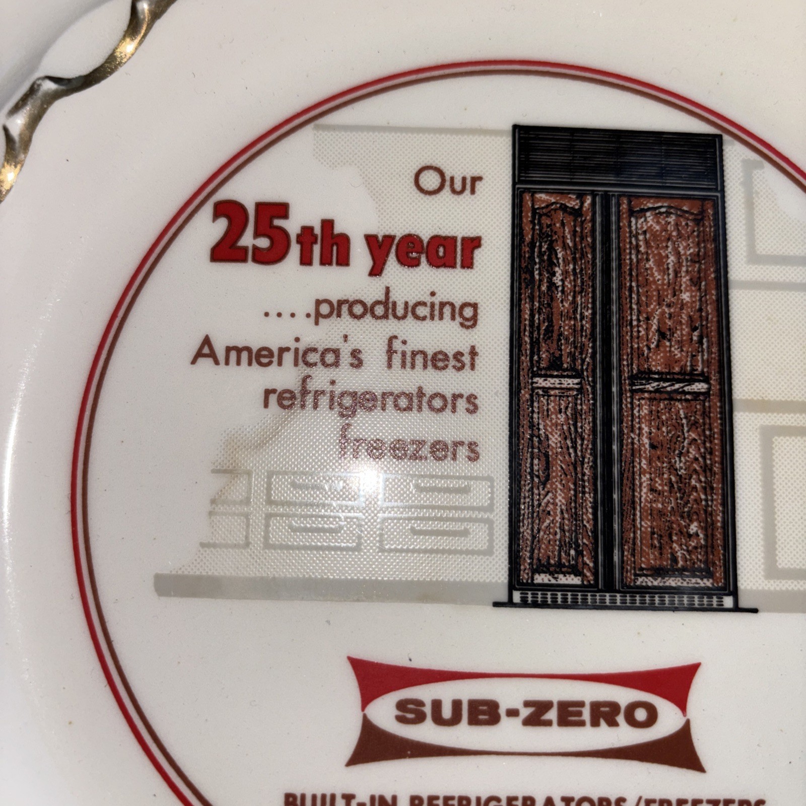 VINTAGE Large ADVERTISING ASHTRAY Ceramic Sub-Zero Refrigerators Freezers 25th