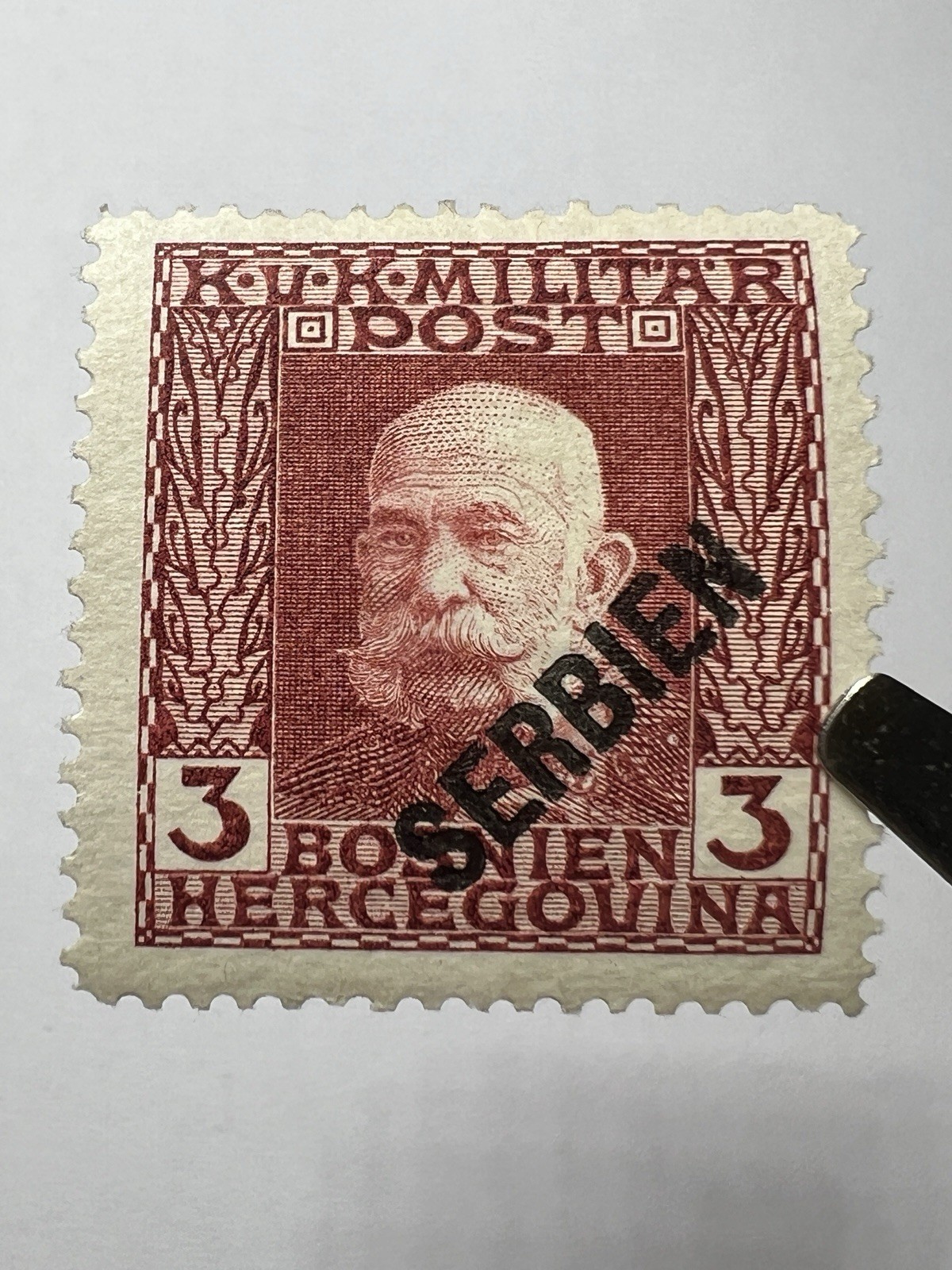 Austro Hungarian 1916 Military Post 3 Heller Overprint SERBIEN Bosnia Stamp MH