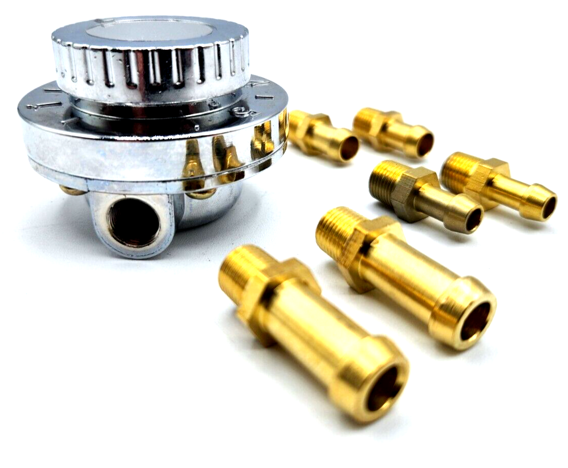 Universal Inline Chrome Low Pressure Adjustable Fuel Pressure Regulator 1-6 PSI