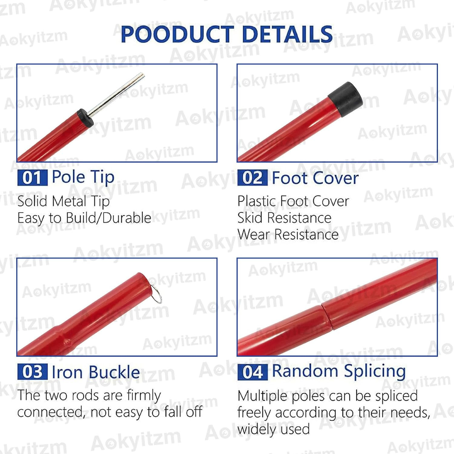 Tent Poles,Adjustable Portable Tent Poles-74.8" Sturdy and Durable Rustproof Thi