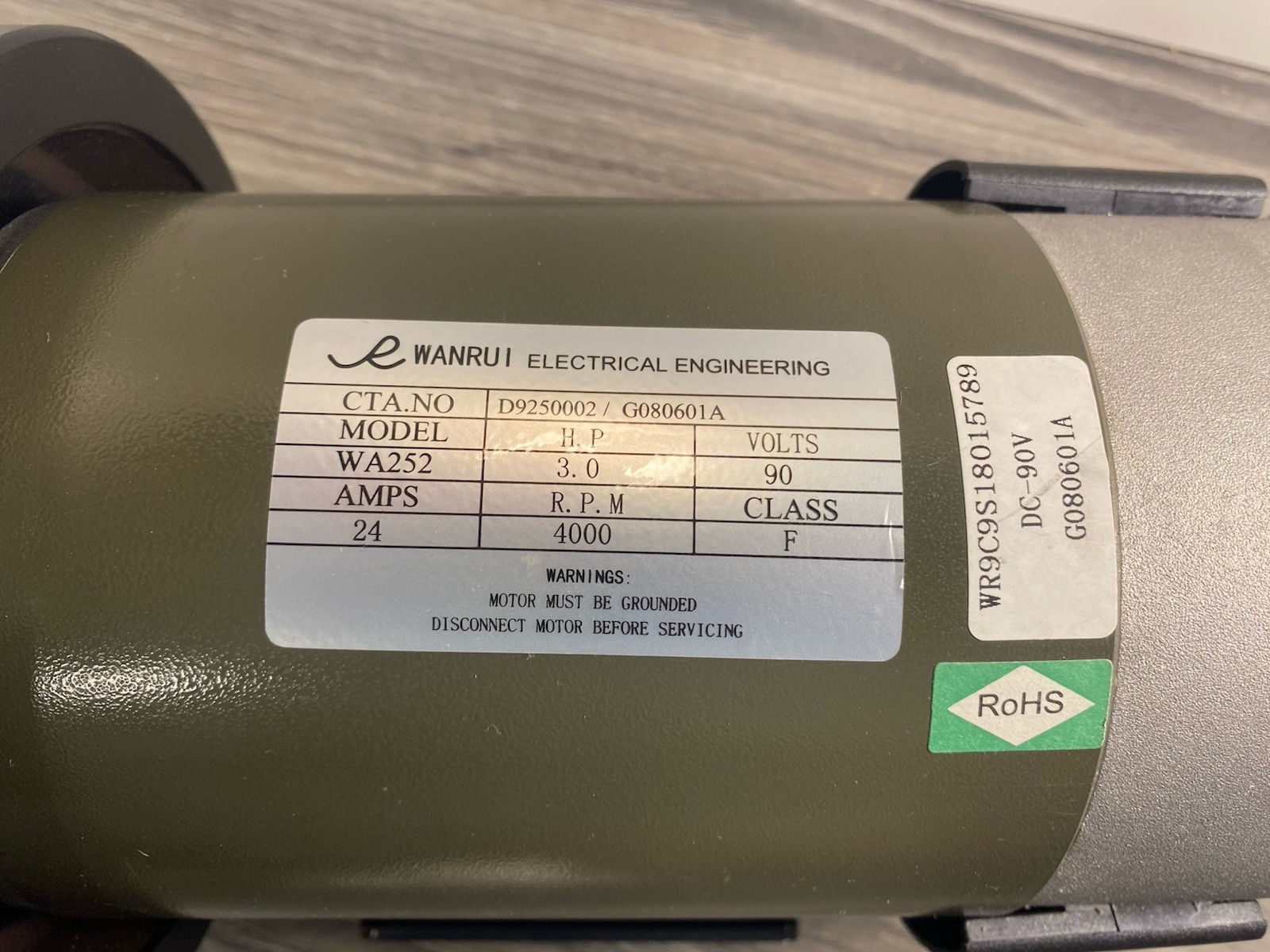 Wanrui 3.0HP Treadmill DC Drive Motor WA252 WR9C9S18015789 G080601A D9250002