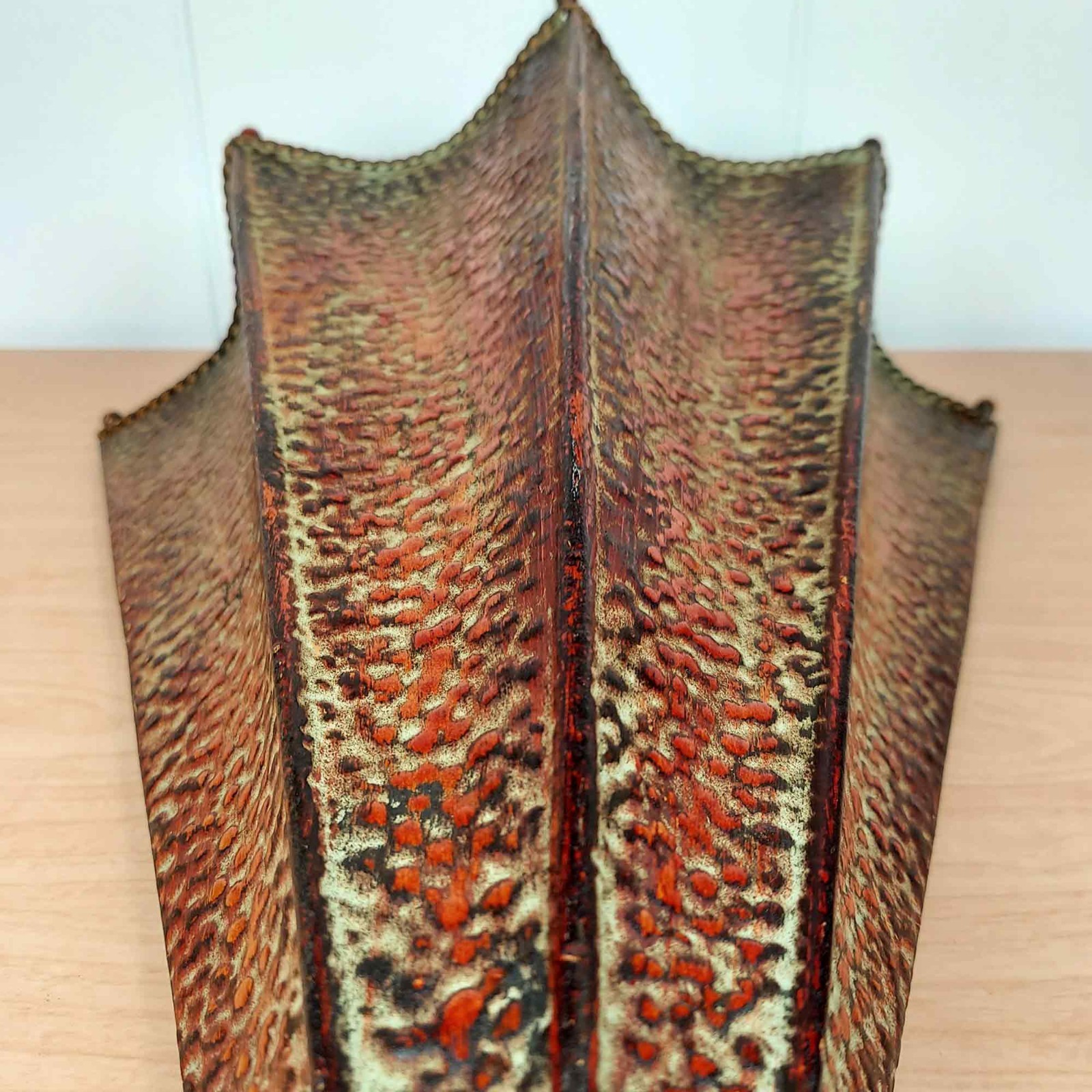 Hammered Metal Umbrella Cane Holder Wall Decor Dried Flowers Copper Style Patina