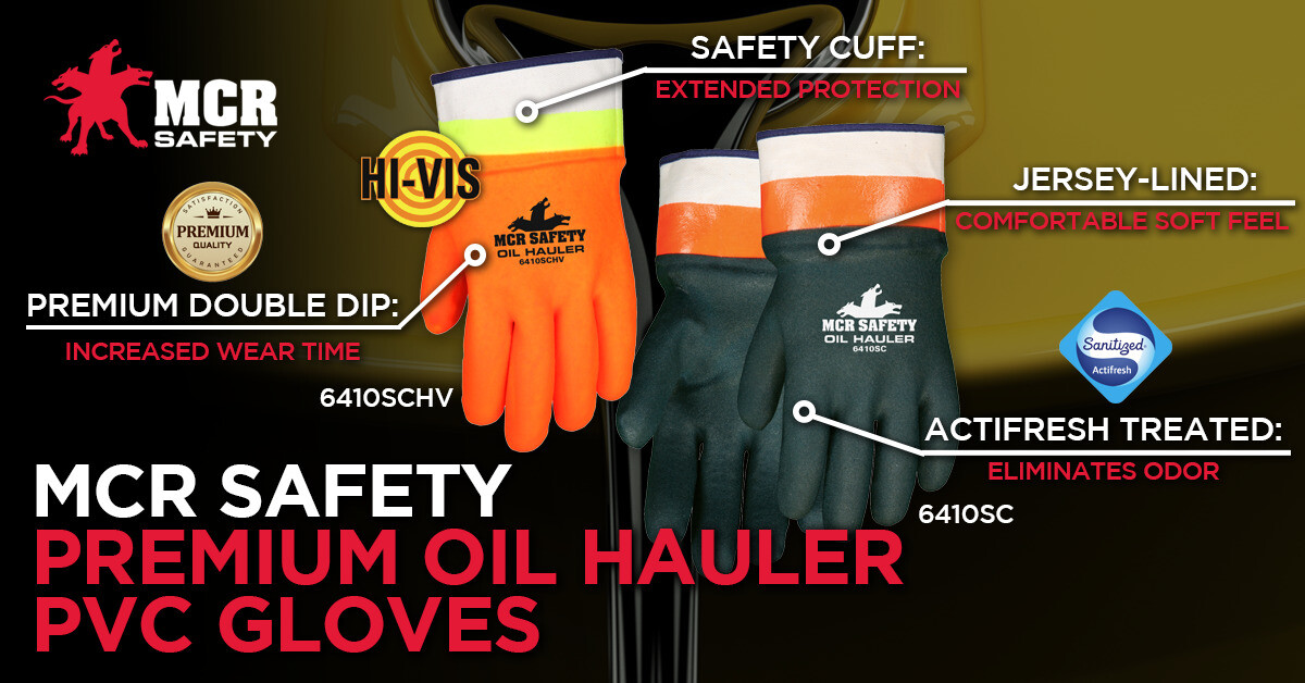 MCR SAFETY CHEMICAL RESISTANT GLOVES DOUBLE DIPPED RUBBER WORK GLOVES SIZE LARGE