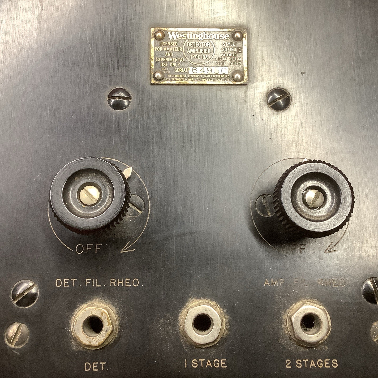 1920's Westinghouse RA/DA Amateur Experimental Radio Receiver Detector Amplifier