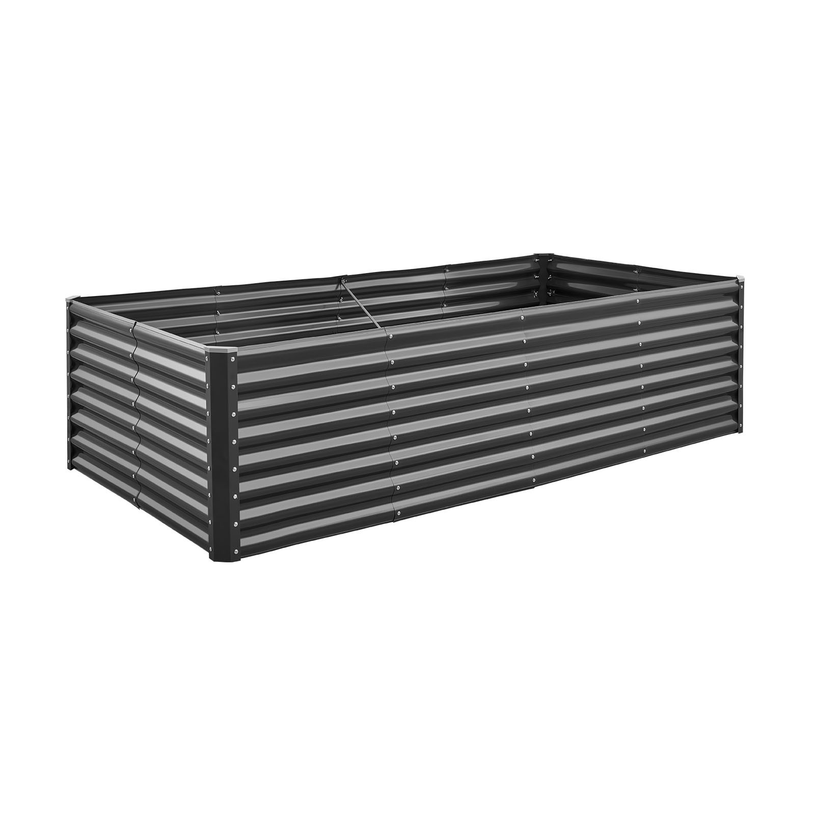 Uimoso Metal Raised Garden Bed Galvanized Planter Box 8x4x2 ft Outdoor Dark Gray