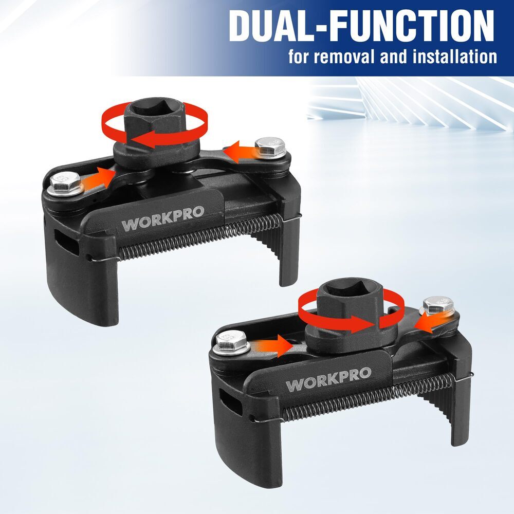WORKPRO Universal Oil Filter Wrench Removal Tools Adjustable w/Auto-Clamp Spring