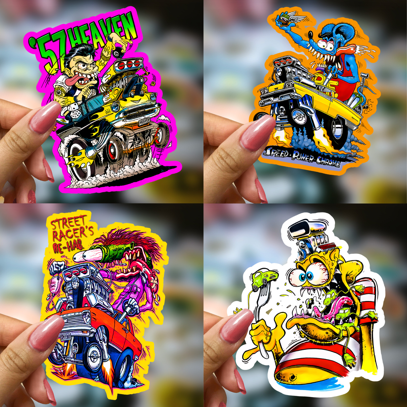 Rat Fink Ed Roth Vinyl Decals 50pcs Hot Rod Custom Car Bike Skateboard Sticker