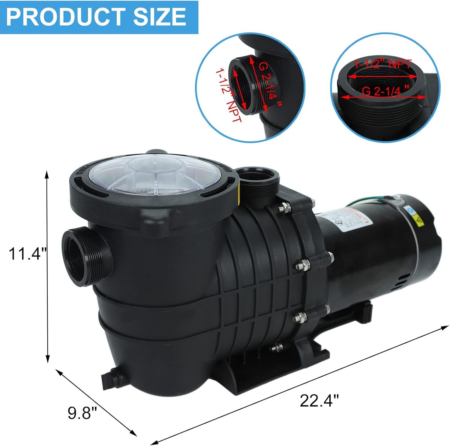 Hayward Swimming Pool Pump 2.0HP In/Above Ground w/ Motor Strainer Filter Basket