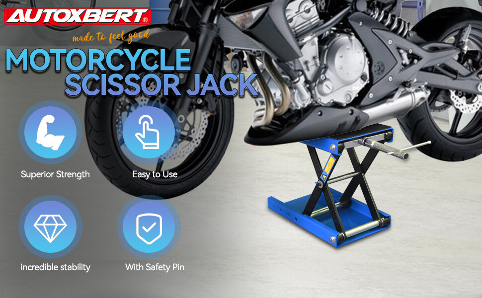 Heavy Duty Motorcycle 1100lb Scissor Jack Lift Wide Deck Hoist Stand ATV Bike BL