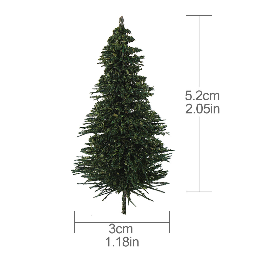 50pcs Model Pine Trees 5cm 1:160 Green Pines for N Scale Model Railroad Layout