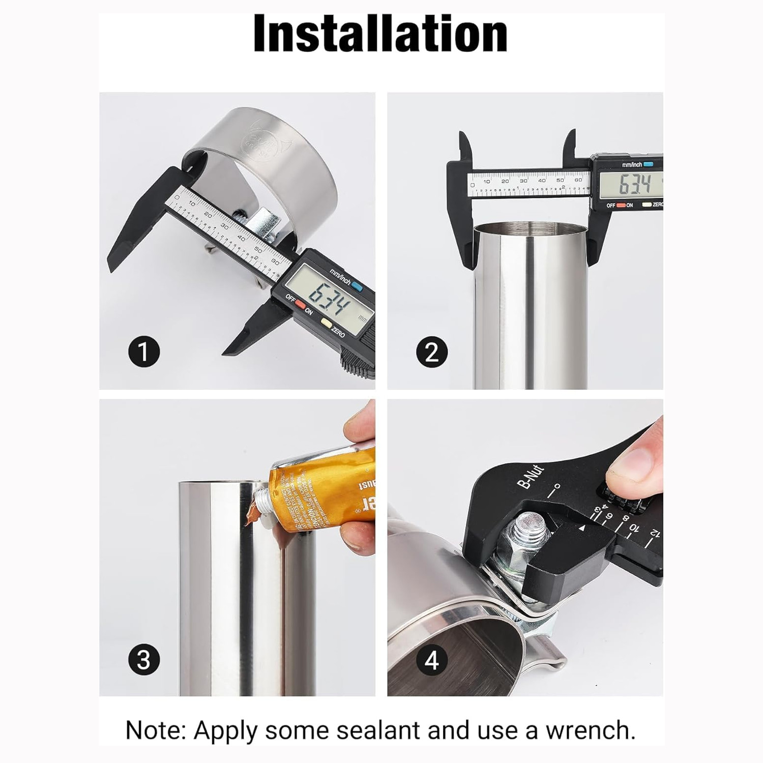 2X Stainless Steel 3" Exhaust Clamp Narrow Band Muffler Clamp for Pipe Muffler.