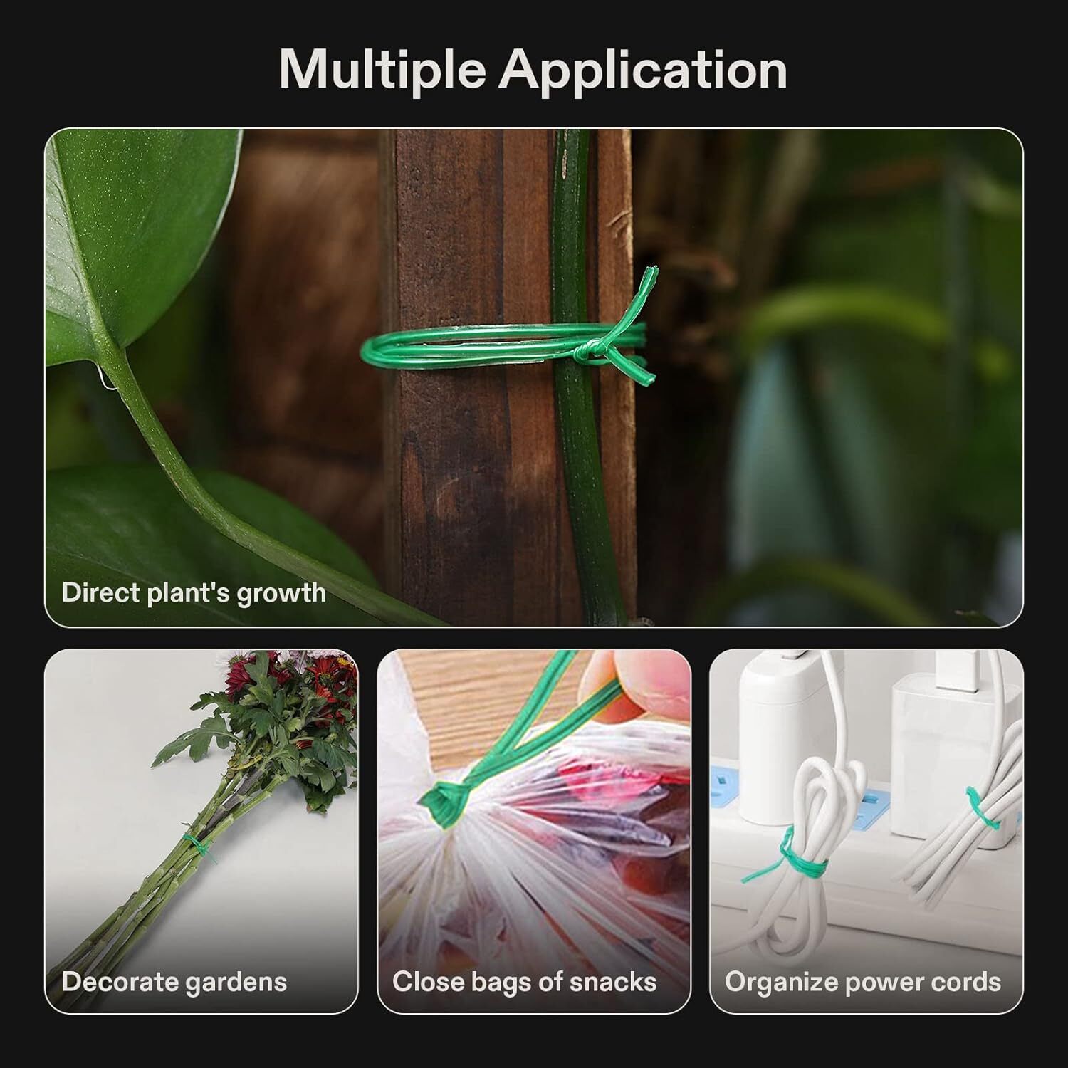 VIVOSUN 164/328ft PE-Coated Twist Tie Wire Roll w/ Cutter Garden Plant Cable Tie