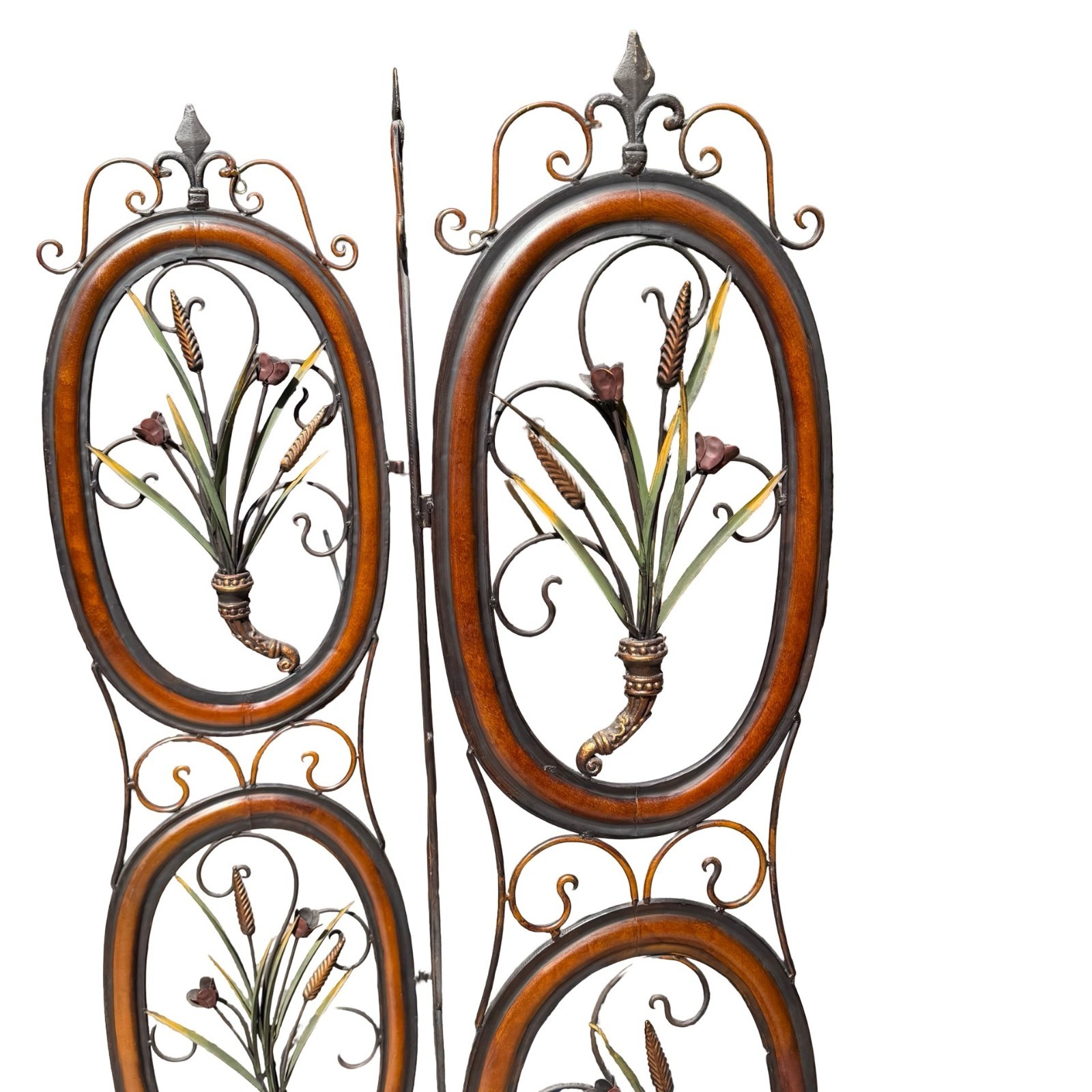 Tropical Parrots Decorative Iron Folding Screen Room Divider Painted Panel Birds