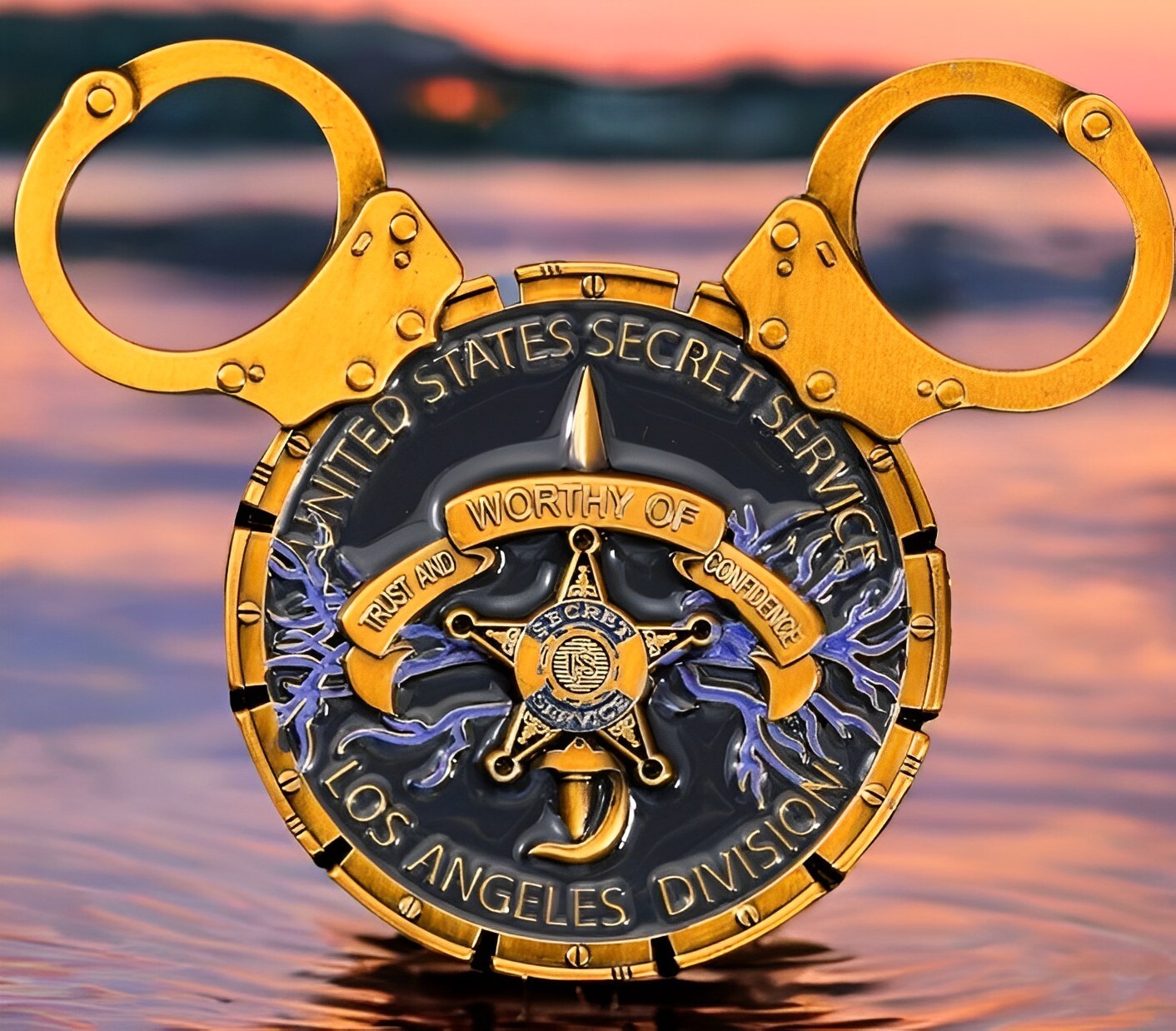 🔥U.S. Secret Service Disneyland Anaheim Office Gold Black Mickey Challenge Coin