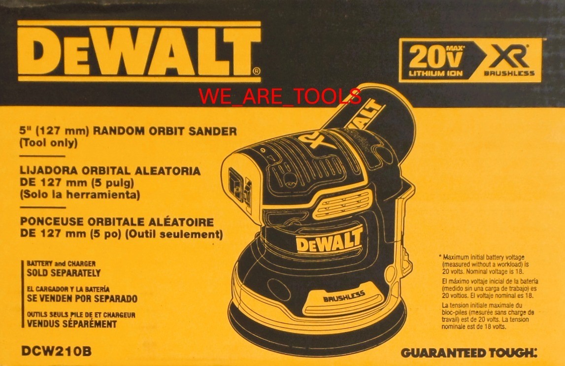 DeWalt DCW210B 20V MAX Cordless 5" Variable Orbital Sander Brushless 20 Volt