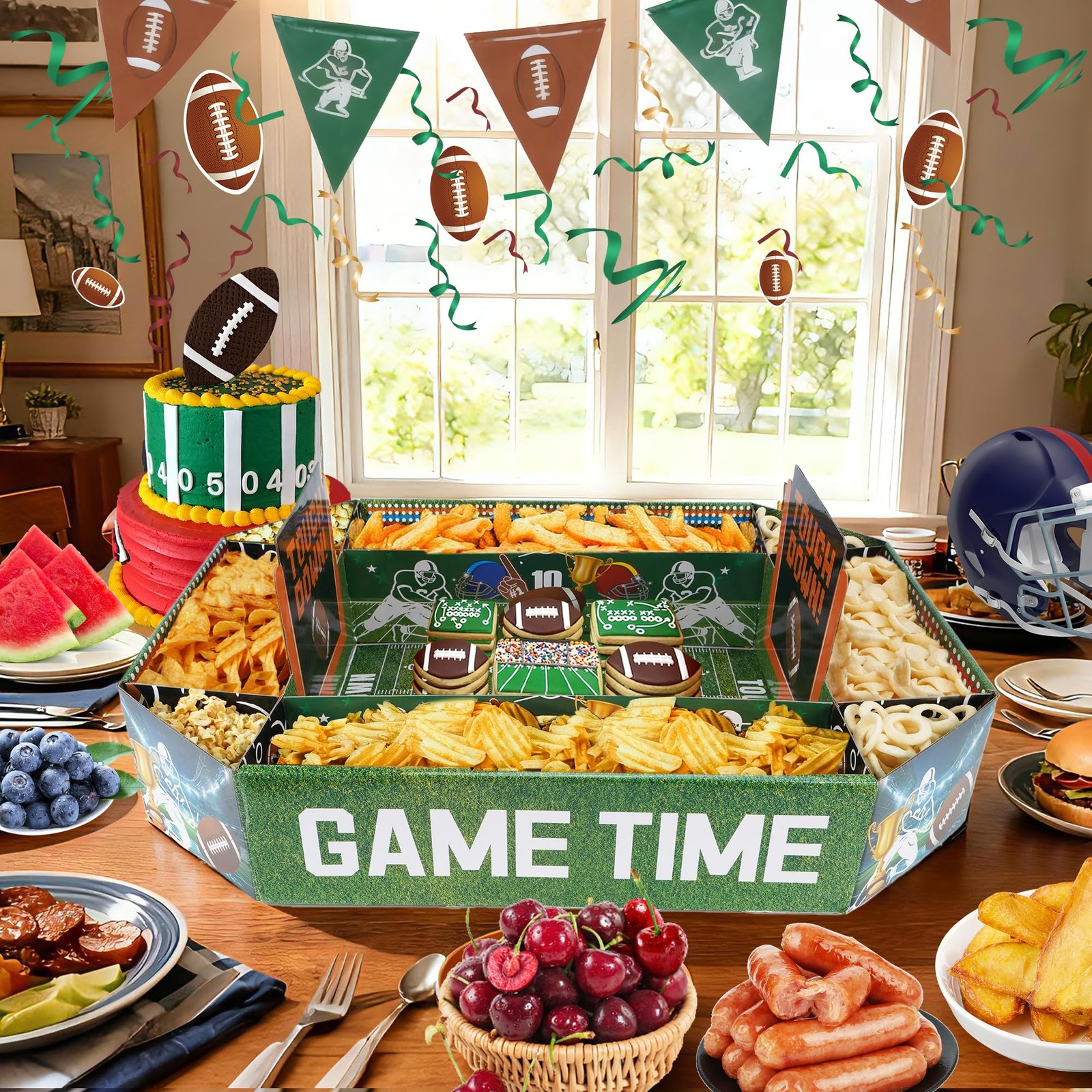 Joypitchever Football Party Decorations, Large Snack Food 7" x 1" x 1", Green