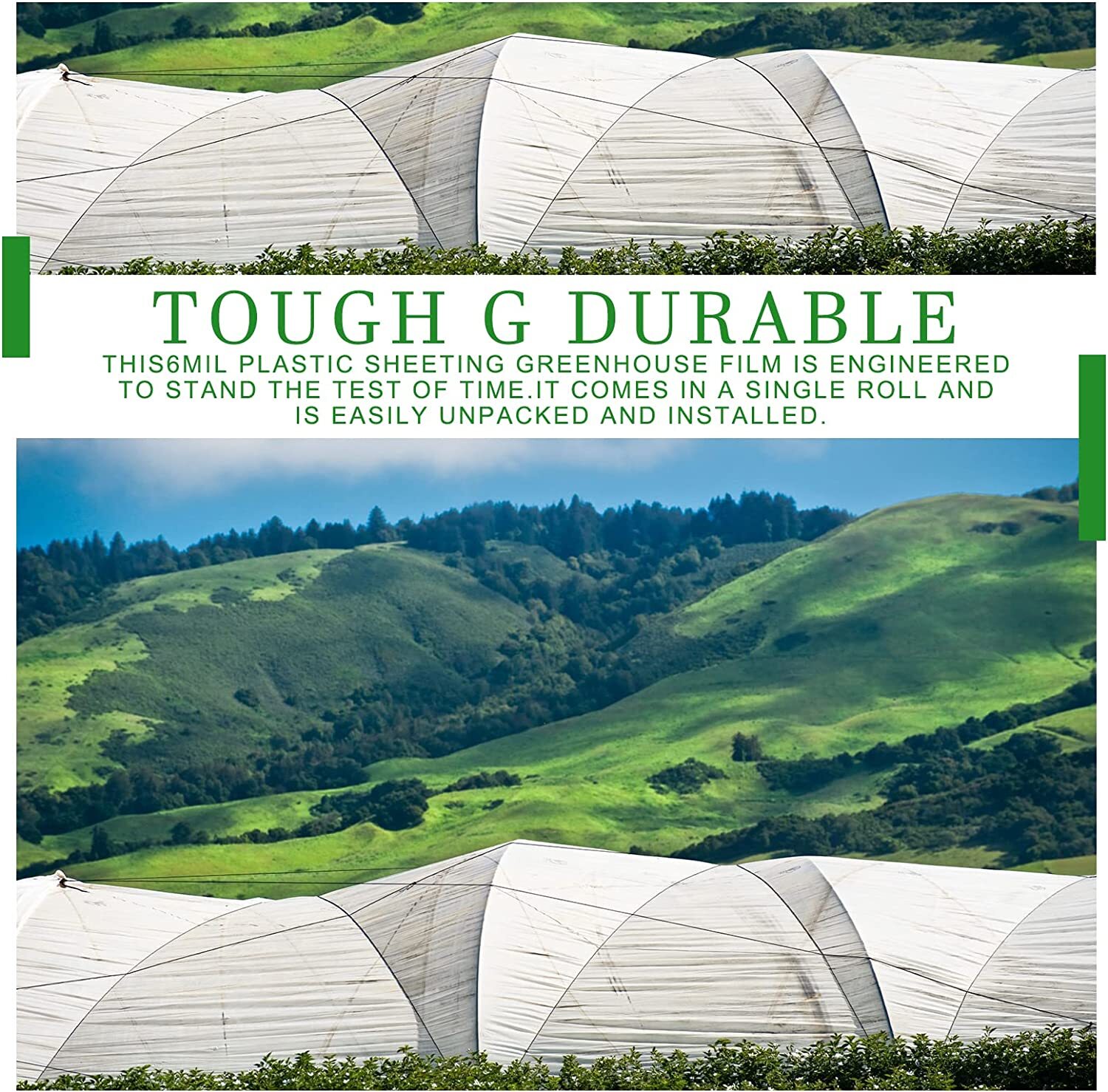 Greenhouse Plastic 6 mil Clear 5 Year Poly Film 13-30ft Width x Various Length