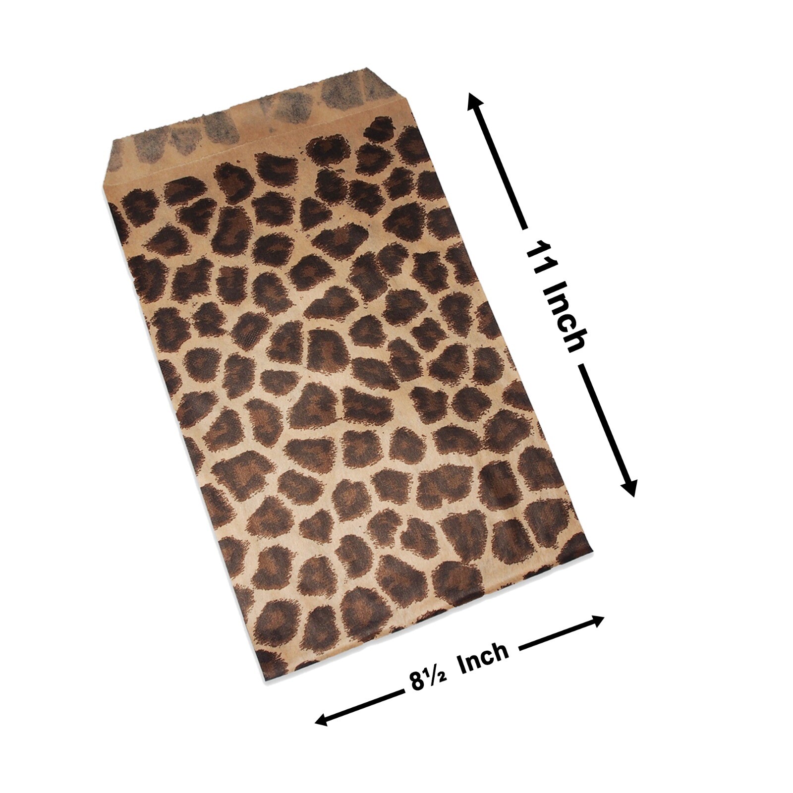Leopard Print Flat Paper Bags Cheetah Gift Wedding Candy Party Jewelry 100 Pcs