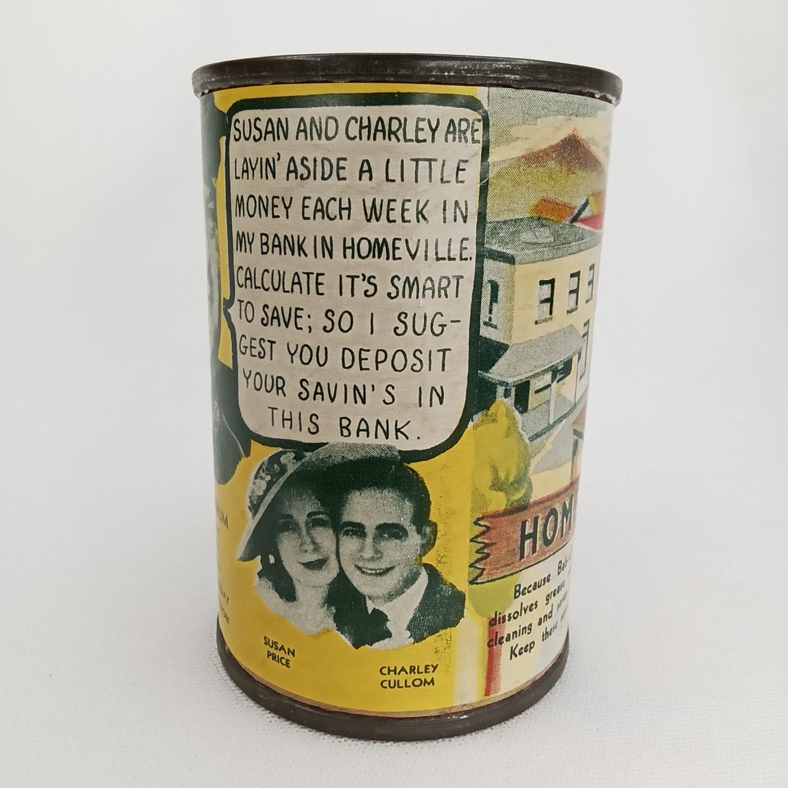 WWII Era 1940s Advertising Coin Bank Bab-O E.T. Babbitt David Harum Radio Drama