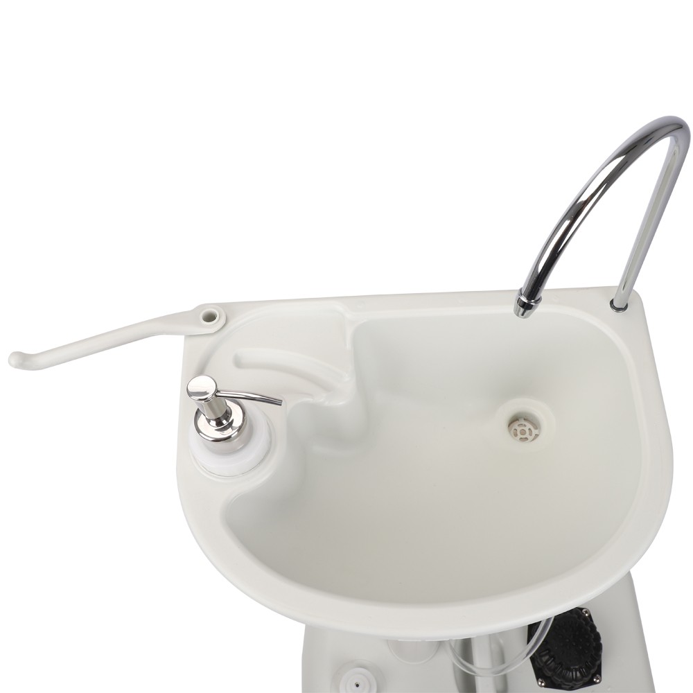 Portable Outdoor Foot Pump Camping Sink Hand Wash Basin w/ 3.5L Water Tank White
