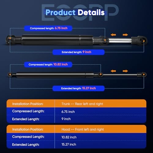 Lift Support Hood+Trunk Replacement Struts Gas Springs Fit For Nissan Maxima