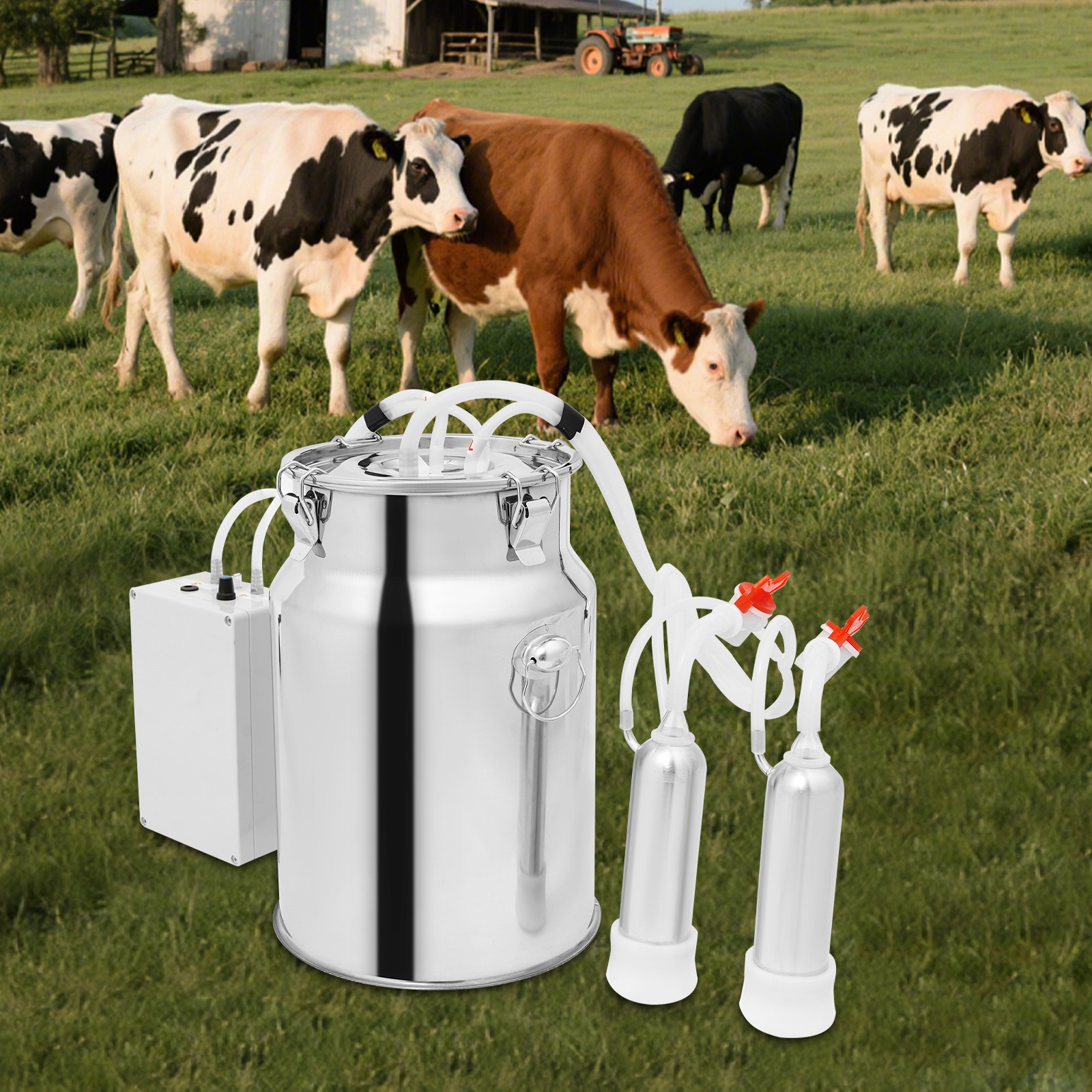 Pulsation Electric Cow Milking Machine Milking Equipment 10L Stainless Steel