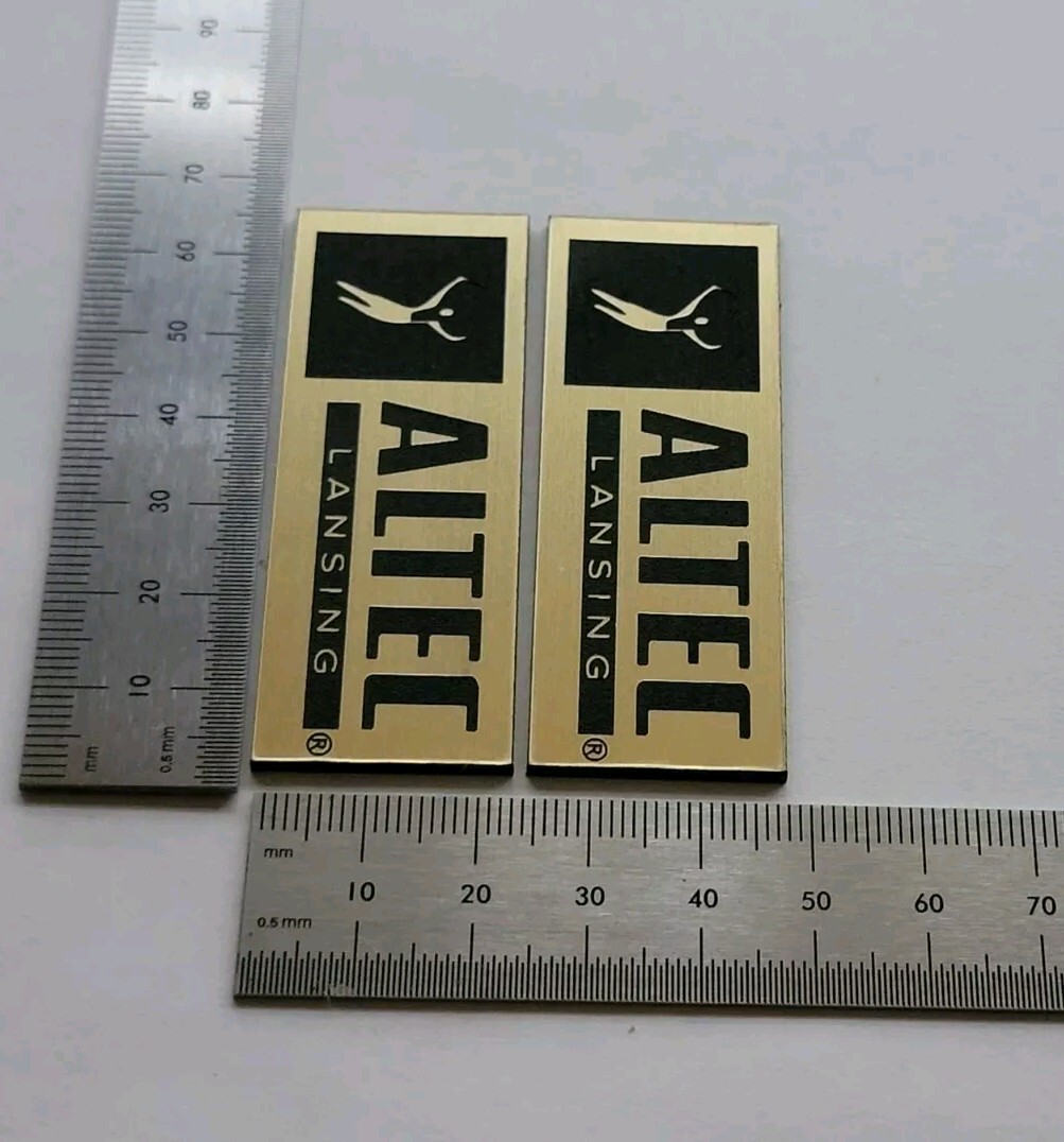 Altec Lansing Speaker Badge Logo Emblem Pair - Brushed Gold