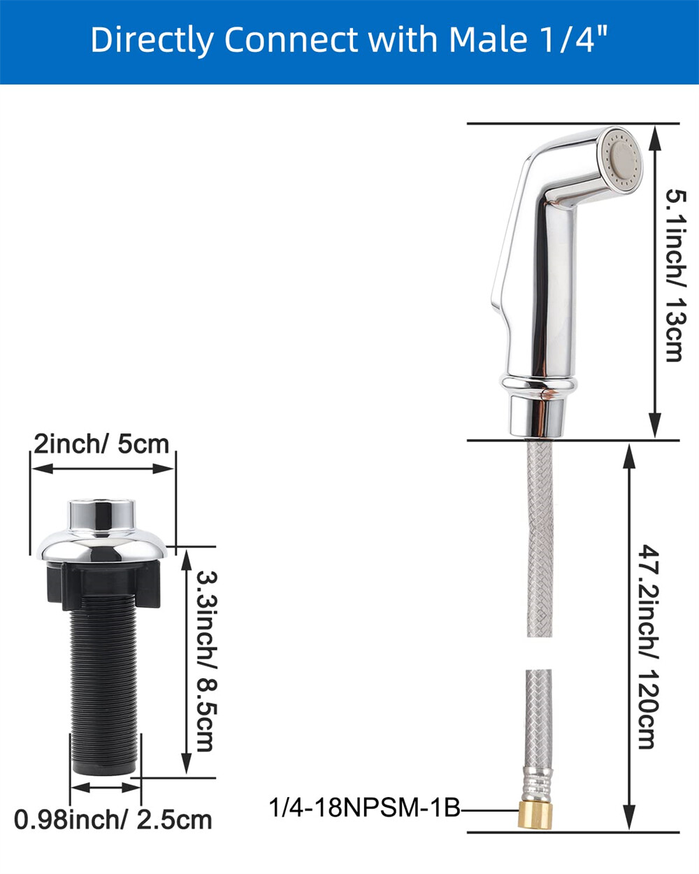 Kitchen Sink Side Sprayer,Quick Side Connector For Moen Faucet Head Replacement