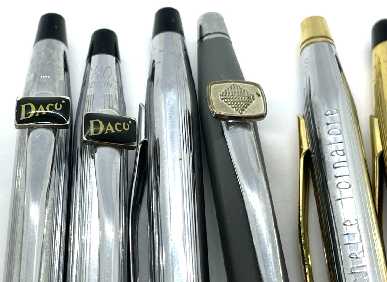 Vintage Lot of 13 CROSS Pens & Pencils Chrome and 2 Gold Filled