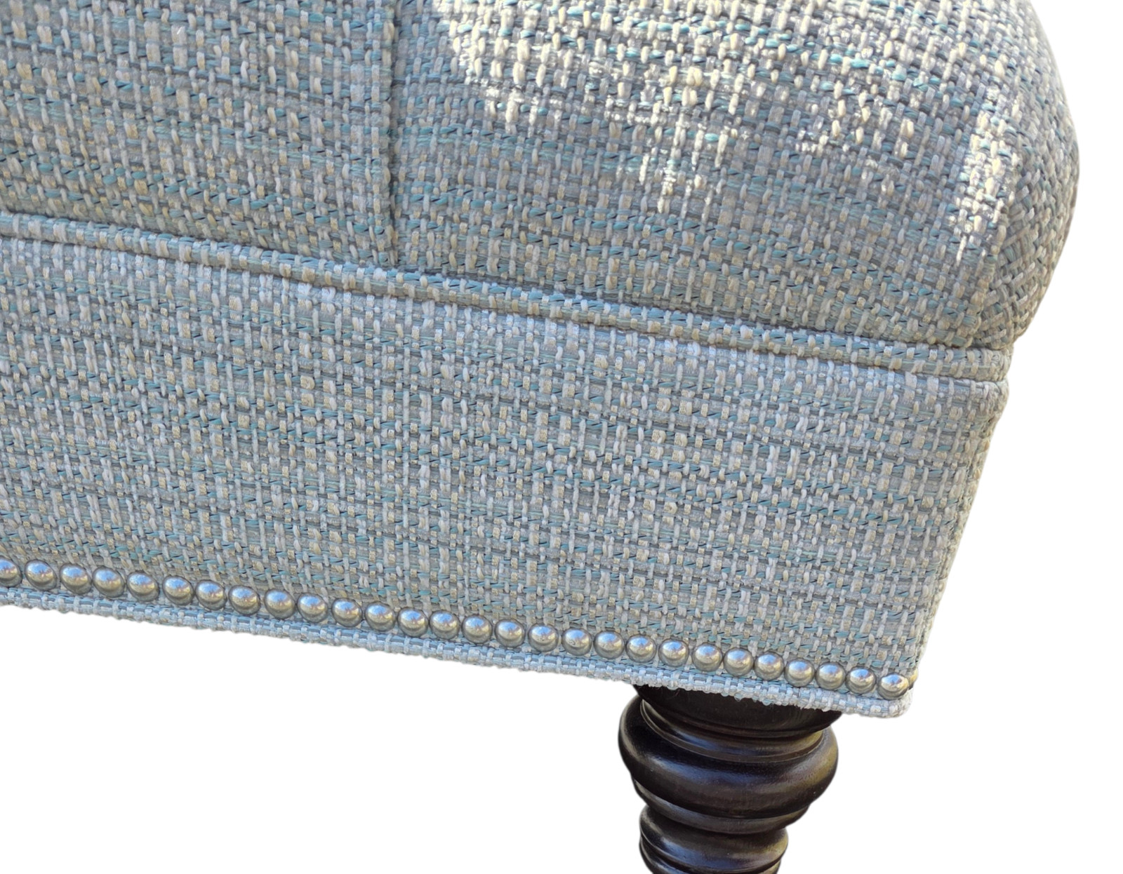 Ethan Allen Anton Chesterfield Style Ottoman Bench Hobb Nail Foot Stool