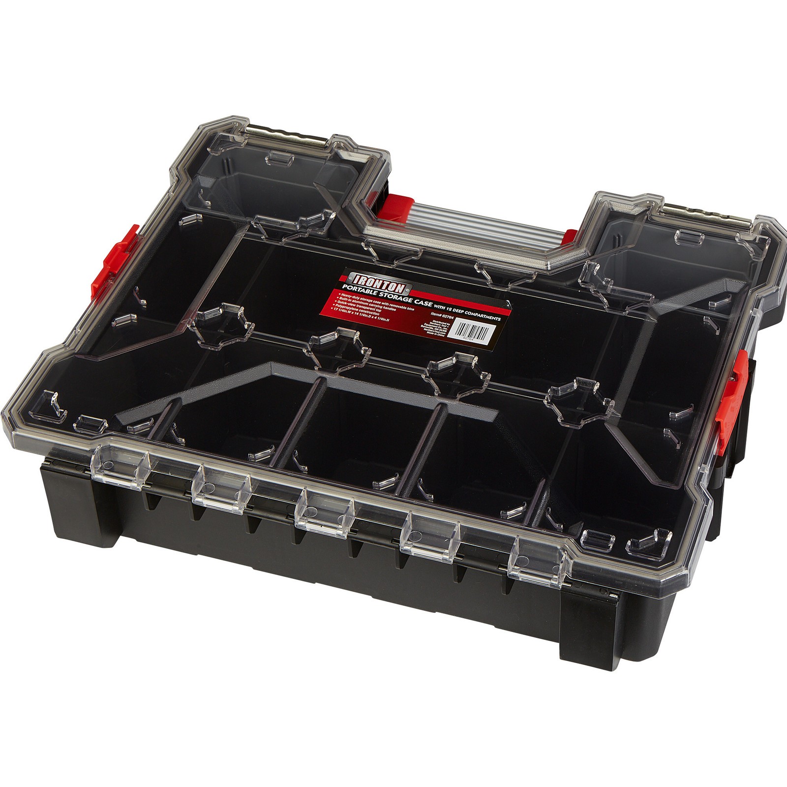 Ironton Portable Storage Case, 17-1/4in.W x 14-1/4in.D x 4-1/4in.H, 12 Deep