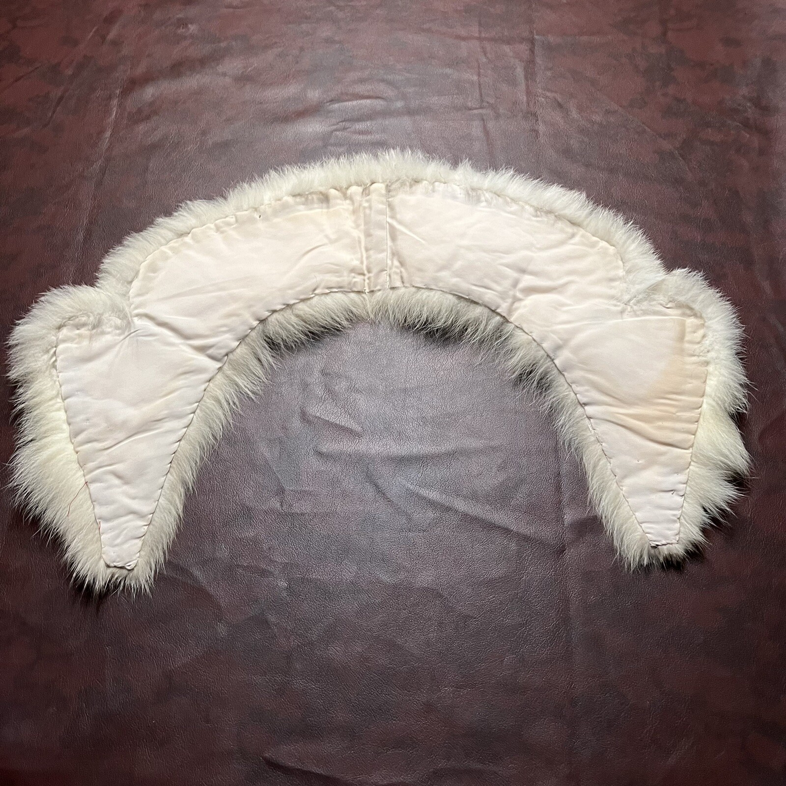 Natural Beige White Fur Shawl Collar Lapel