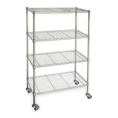 Wire Cart,  4 Shelf, Chrome, 36X18x67 In.,  3Tpa3