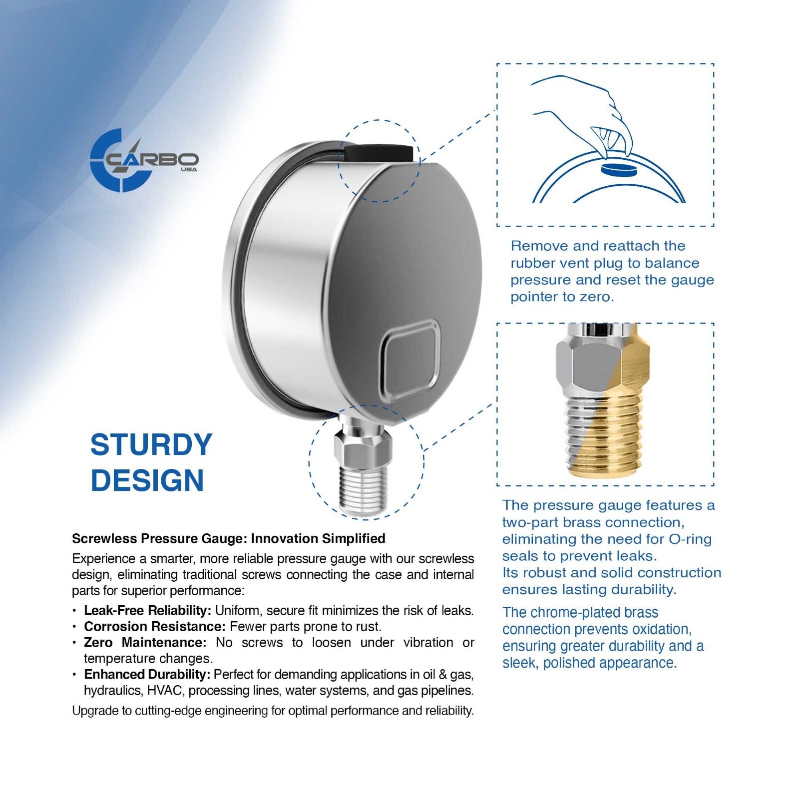 2-1/2" Compound Gauge, Stainless S Case, Liquid Filled, Lower -30 Hg/+60 PSI