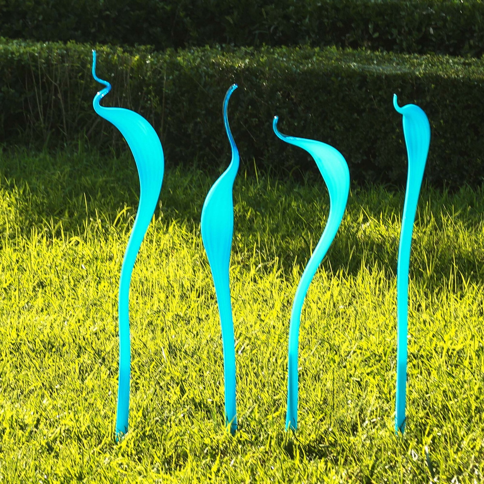 Hand Blown Glass Art Spiral Sculpture for Yard Lawn Public Space Decoration