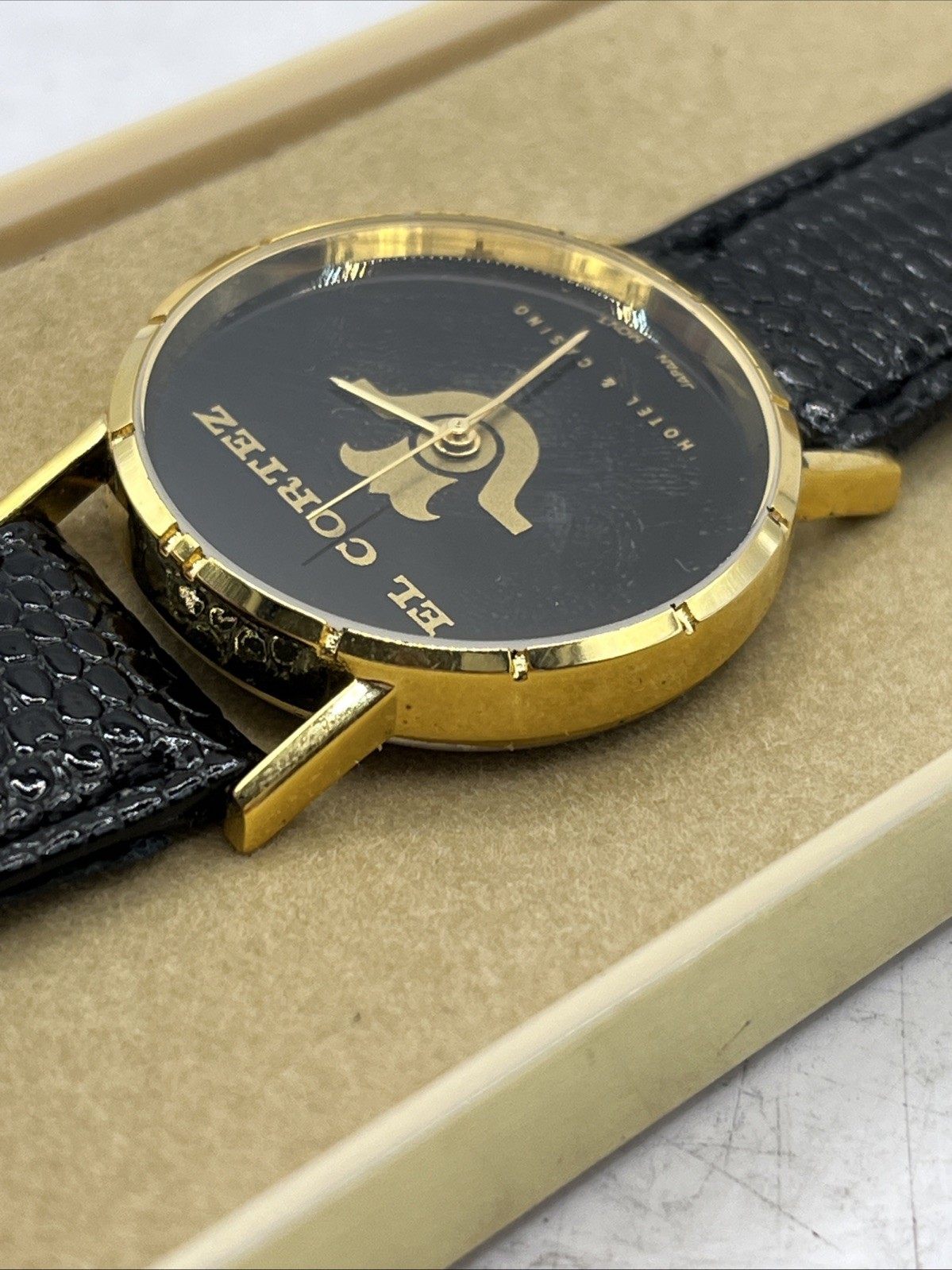 Vintage El Cortez Las Vegas Men’s Quartz Watch Leather Strap