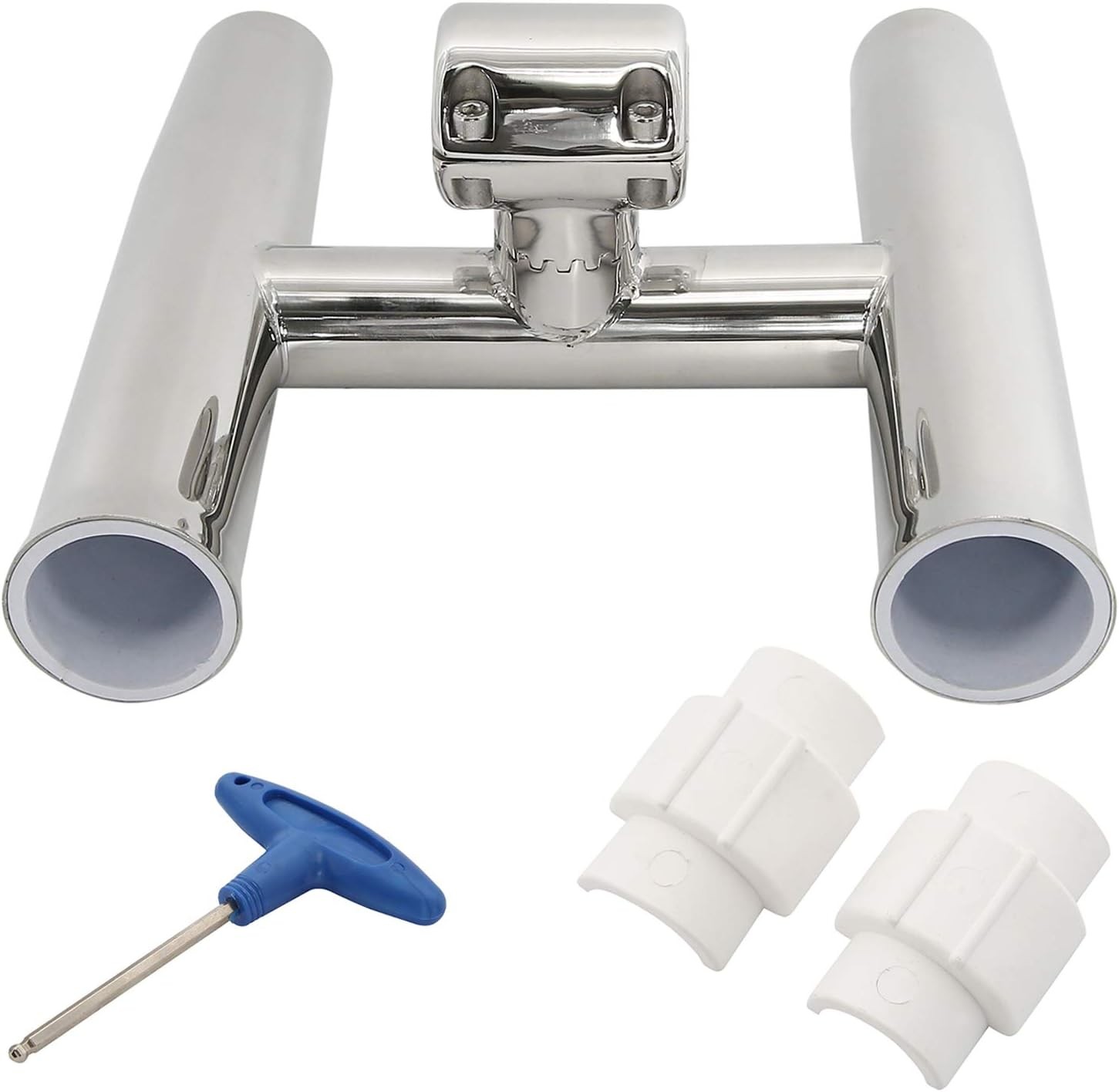 2 Pack 2 Tube Stainless Steel Boat Fishing Rod Holder for 1"–1.26" Adjustable
